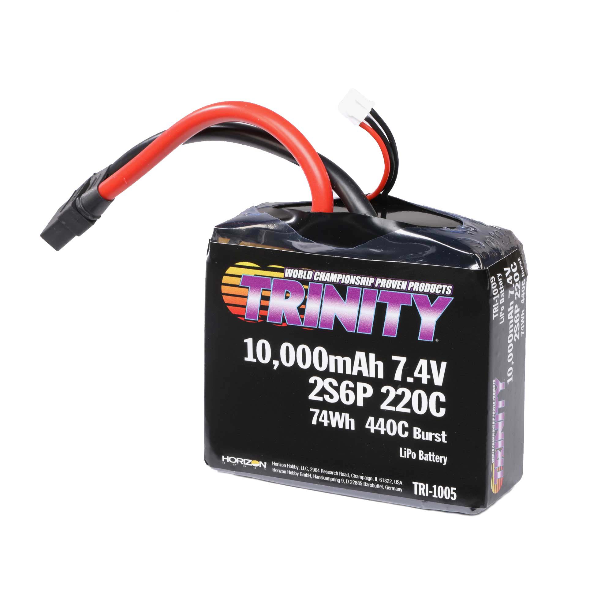Trinity/Epic 7.4V 10,000mAh 2S6P 220C Drag Racing LiPo Battery, XT90