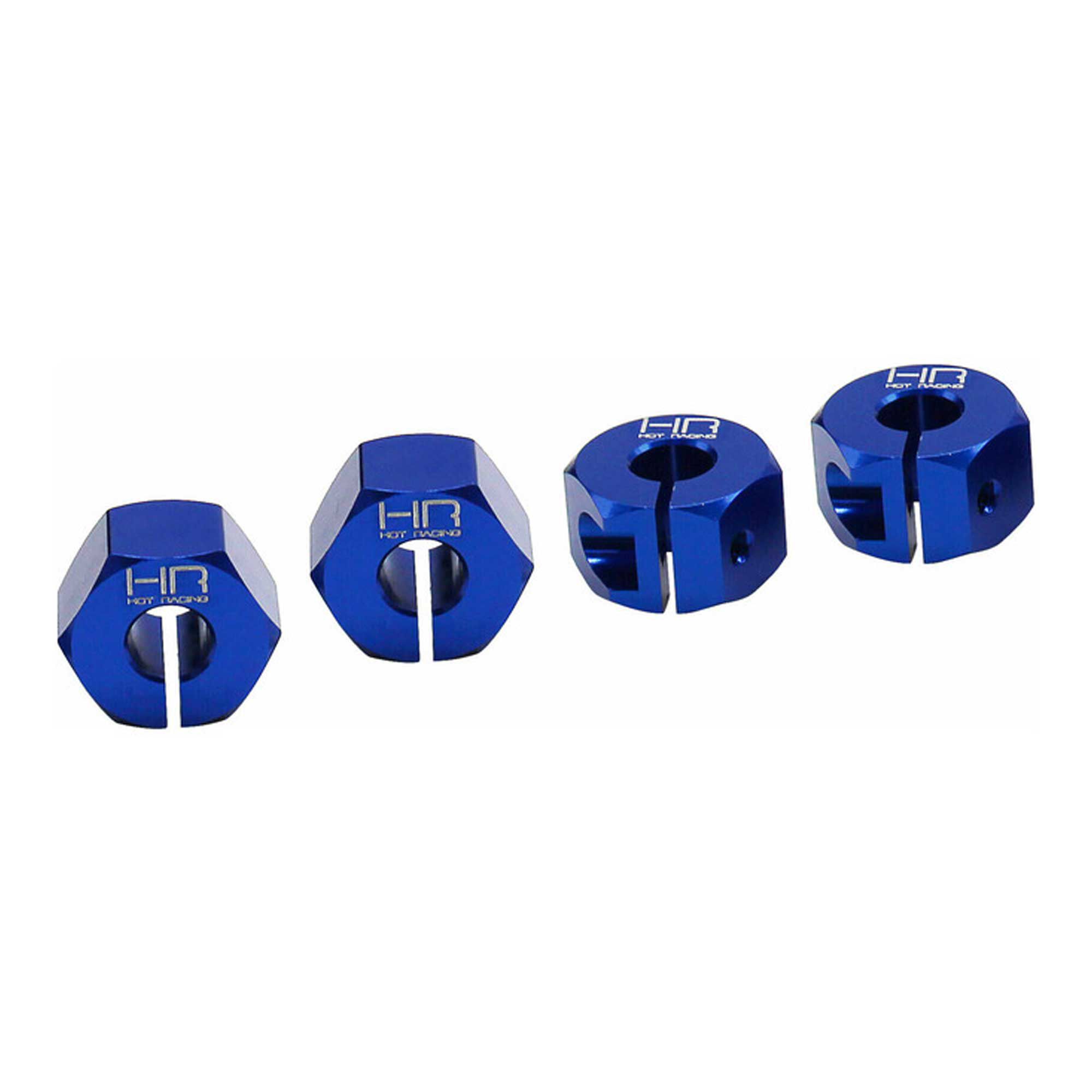Hot Racing Aluminum 12mm Hex Set, 1/10 Traxxas Mini Maxx, Blue