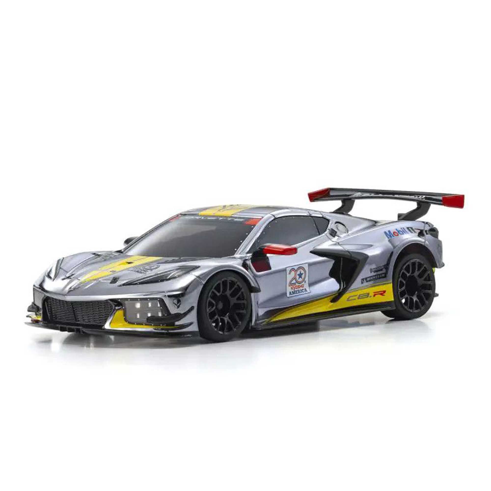 Kyosho 1/28 Chevrolet Corvette C8.R MR-04 MINI-Z RWD RTR, Chrome/ Yellow