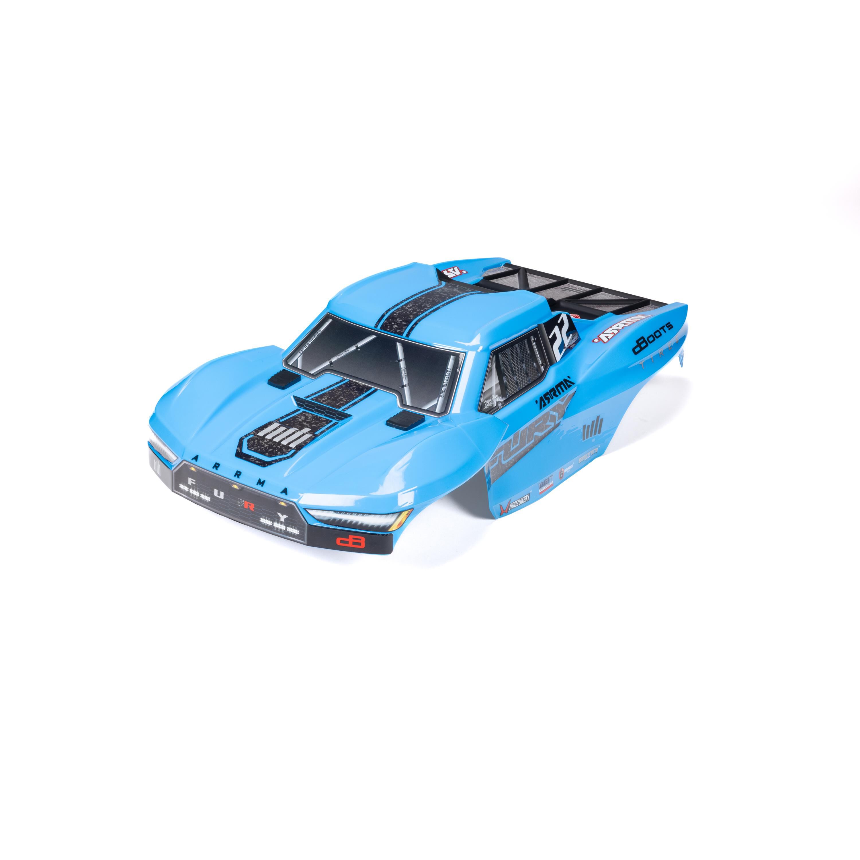 ARRMA 1/10 Clipless Painted Trimmed Body Set with Decals, Blue: FURY 2WD