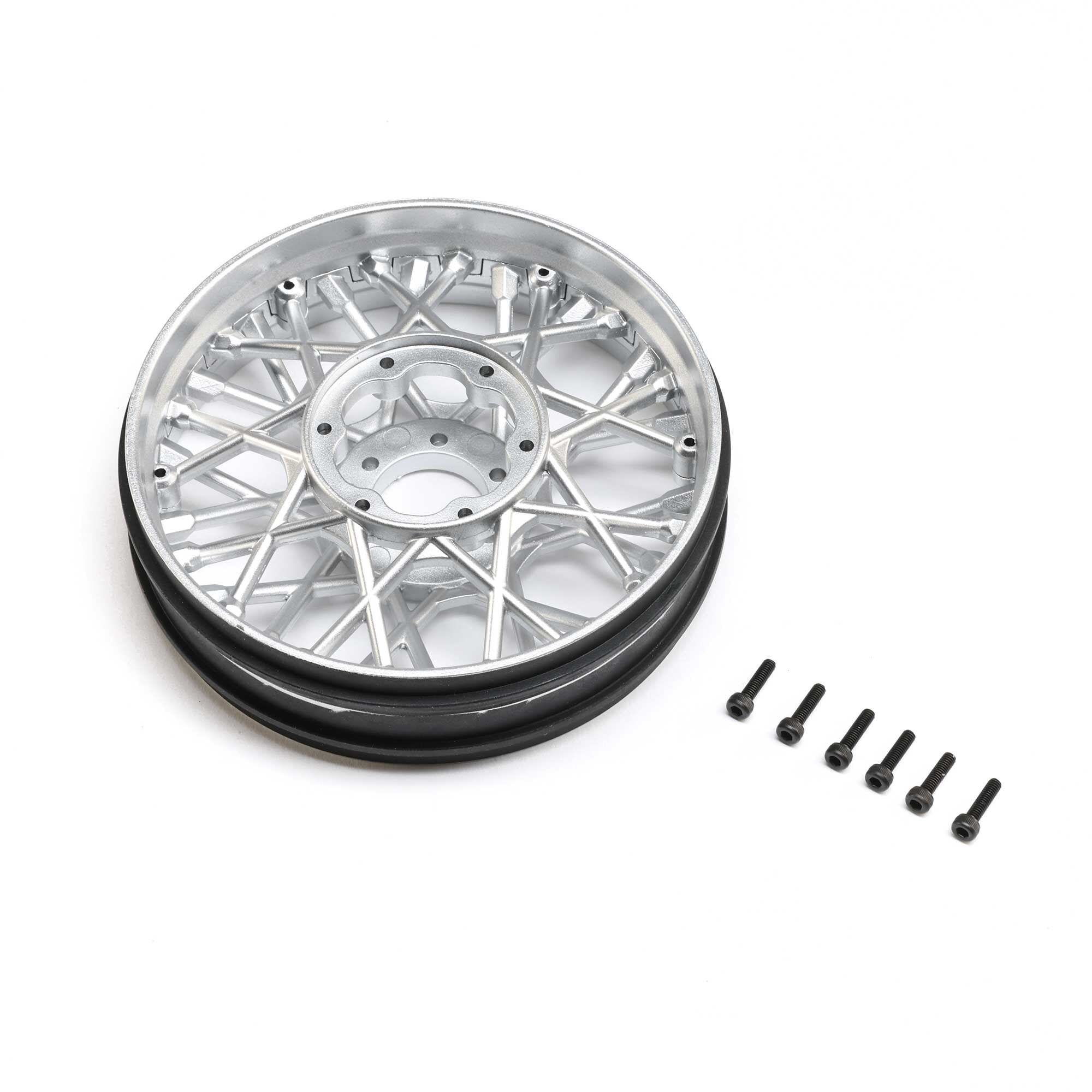 Losi Front Wheel Set, Satin Chrome: Promoto-SM