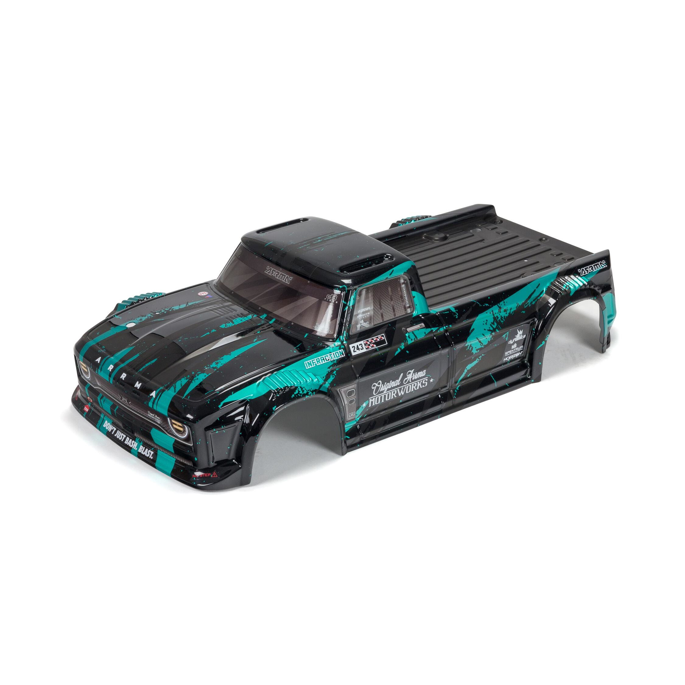 ARRMA 1/8 Finished Body, Black/Teal: INFRACTION