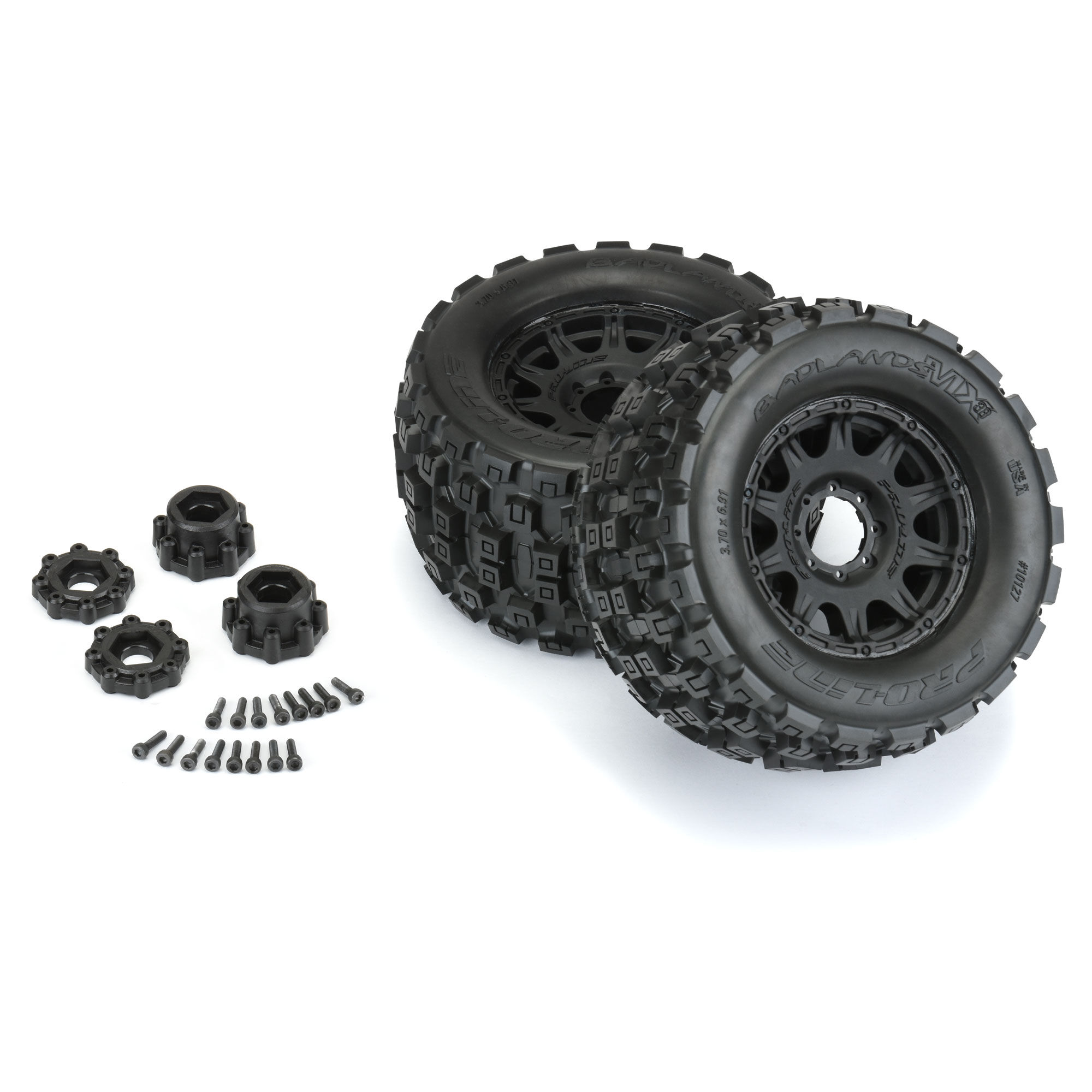 Pro-Line Racing 1/8 Badlands MX38 F/R 3.8" MT Tires Mounted 17mm Black Raid (2)