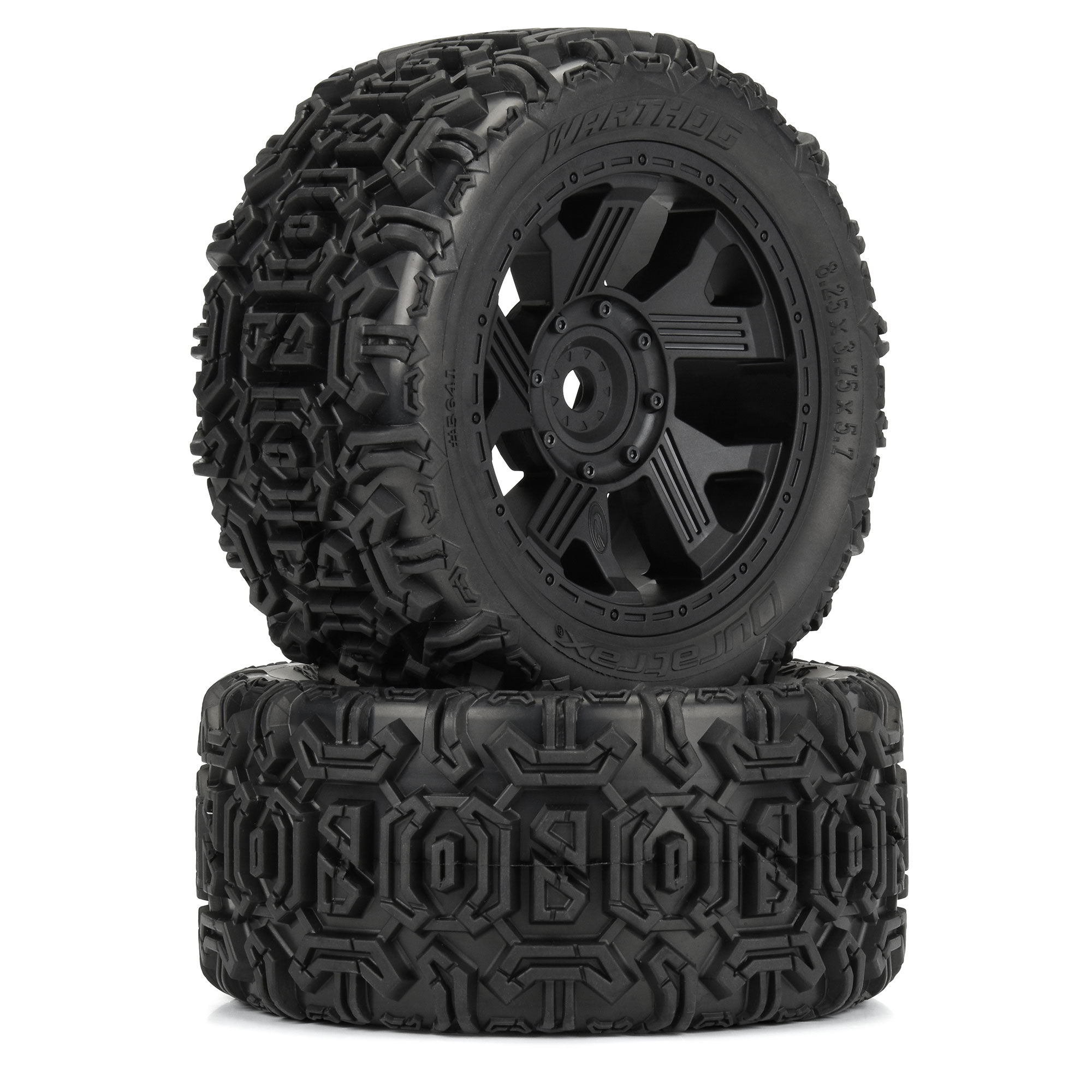 Duratrax 1/6 Warthog F/R 5.7" Monster Truck Tires MTD 24mm Black Ripper (2)