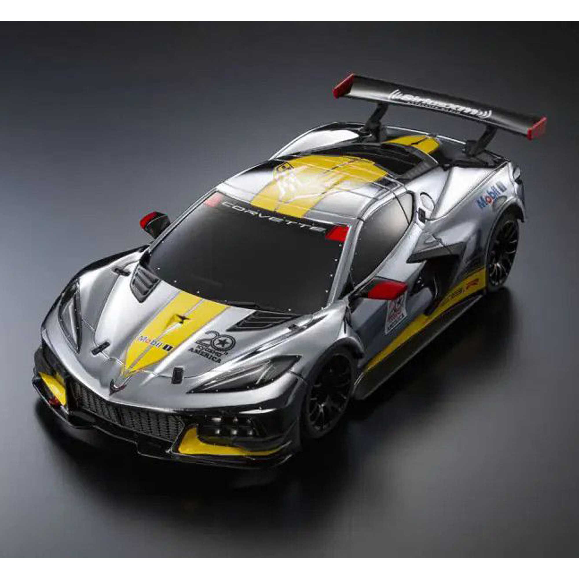 Kyosho 1/28 Chevrolet Corvette C8.R MR-04 MINI-Z RWD RTR, Chrome/ Yellow