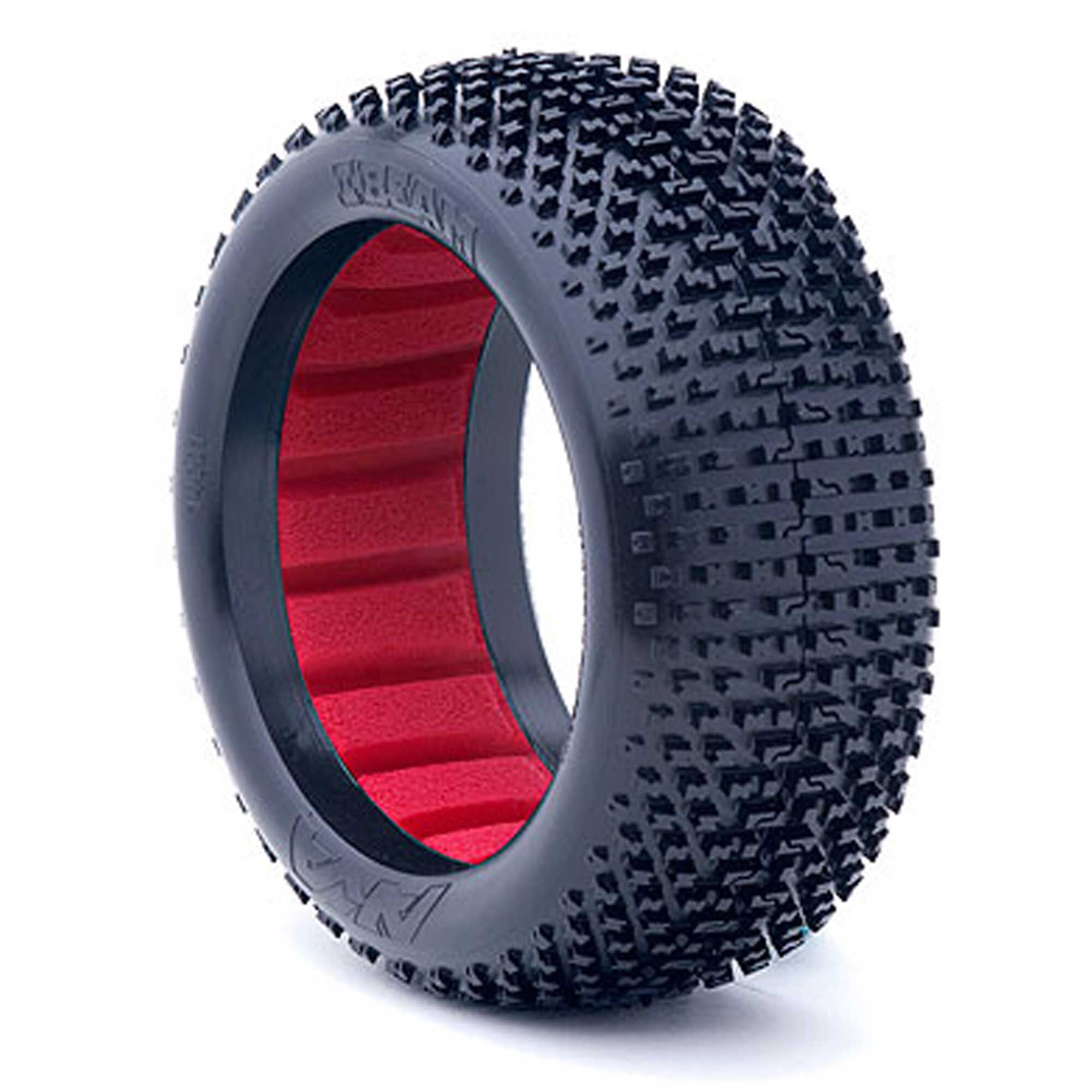 AKA PRODUCTS, INC. 1/8 I-Beam Medium Long Wear Tires, Red Inserts (2): Buggy