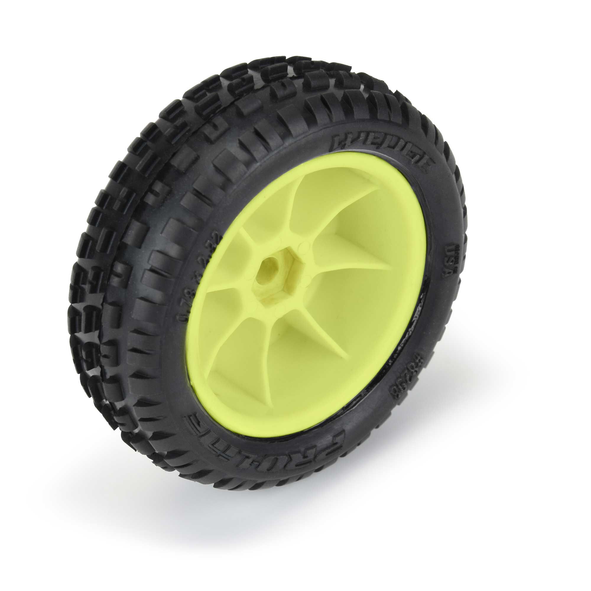 Pro-Line Racing 1/18 Wedge Front Carpet Mini-B Tires Mounted 8mm Yellow Wheels (2)