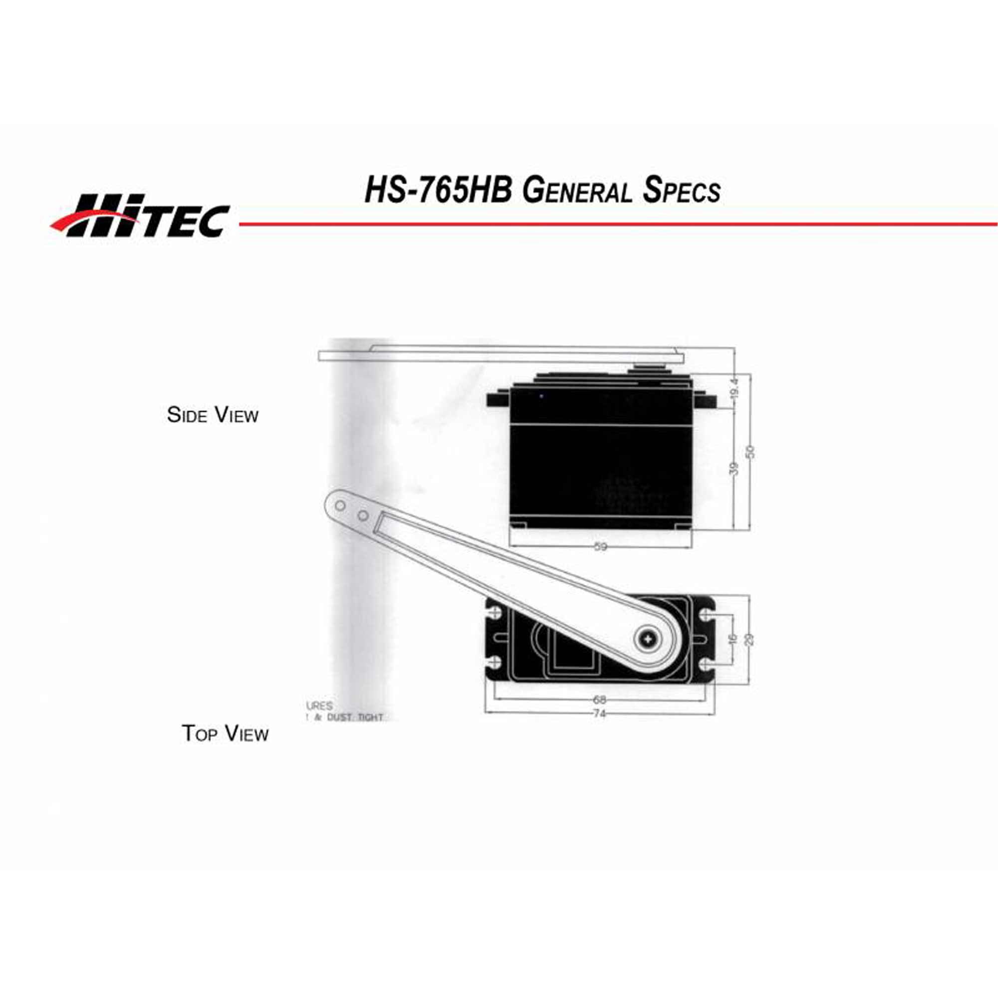 Hitec RCD Inc. HS-765HB Giant Scale Analog Karbonite Gear Sail Arm Servo