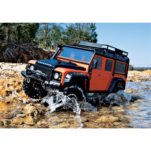 Traxxas TRX-4 Land Rover Defender Adventure Orange Body w/ExoCage, Inner Fenders, Fuel Canisters & Jack