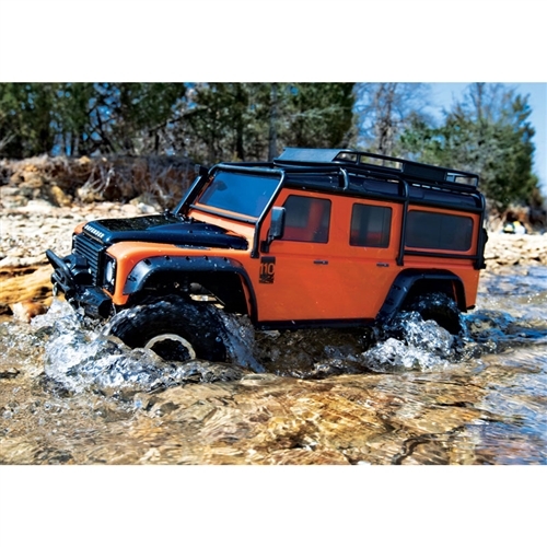 Traxxas TRX-4 Land Rover Defender Adventure Orange Body w/ExoCage, Inner Fenders, Fuel Canisters & Jack
