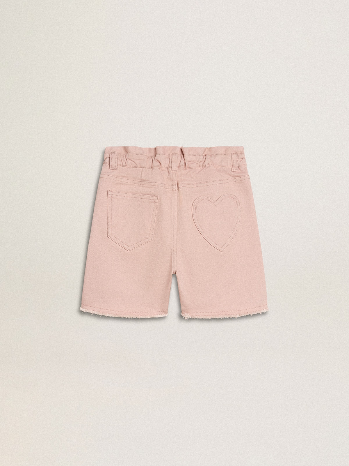 Girls' pink cotton shorts with embroidery