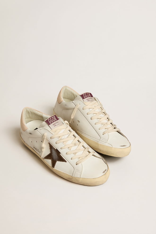 Men's Super-Star sneakers with brown suede star and pink heel tab