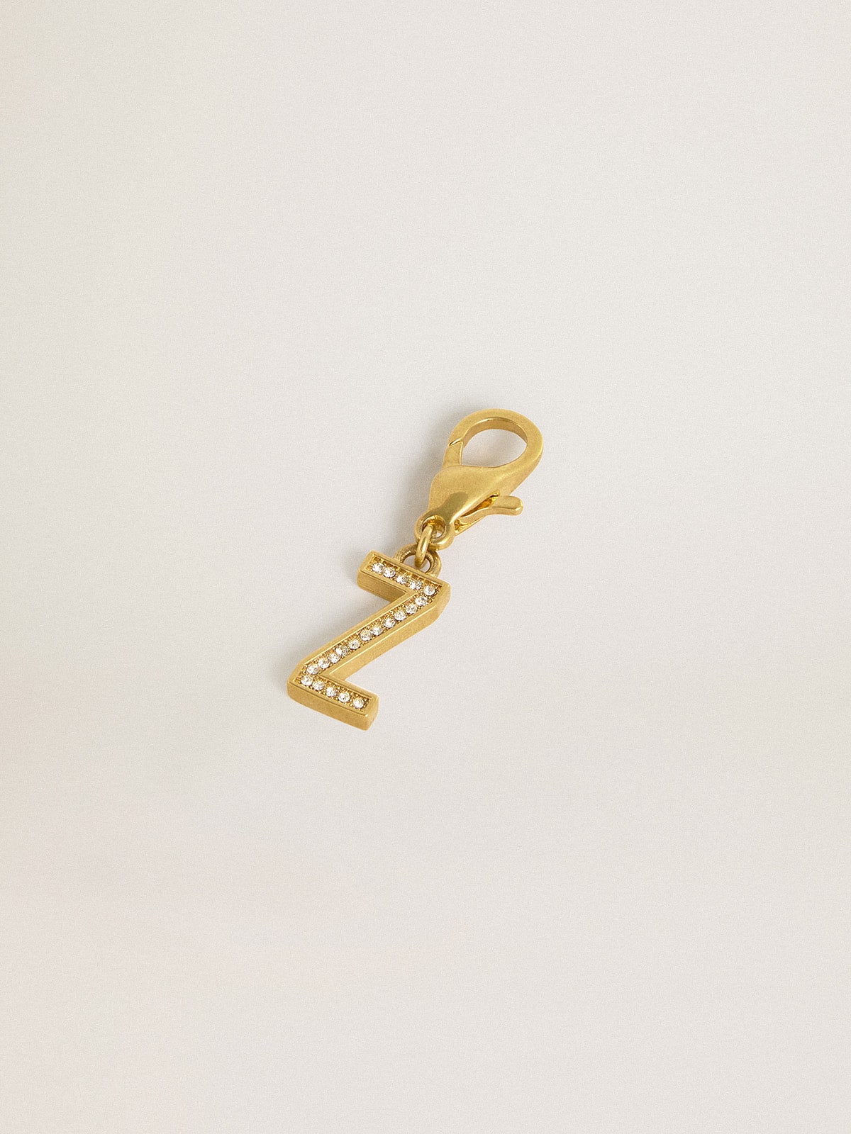 Letter Z charm in gold-colored brass with crystals