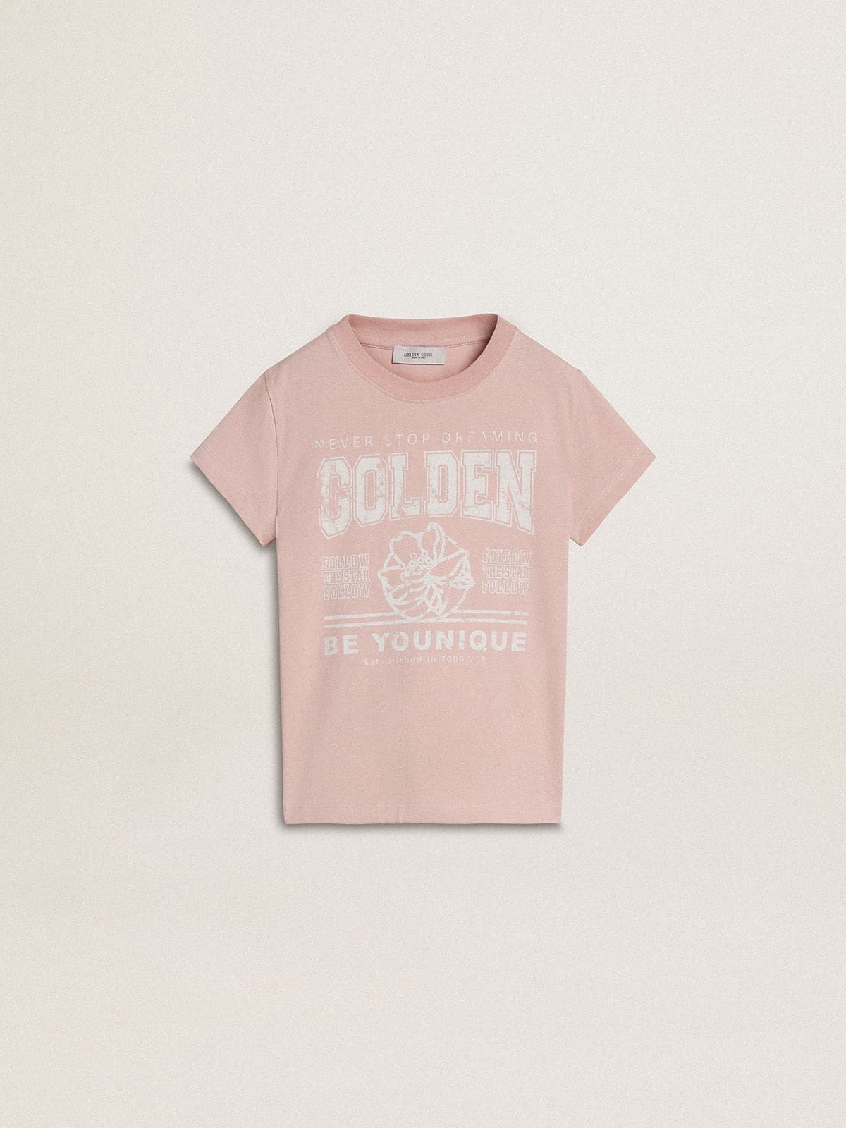 Girls' pink T-shirt with white print