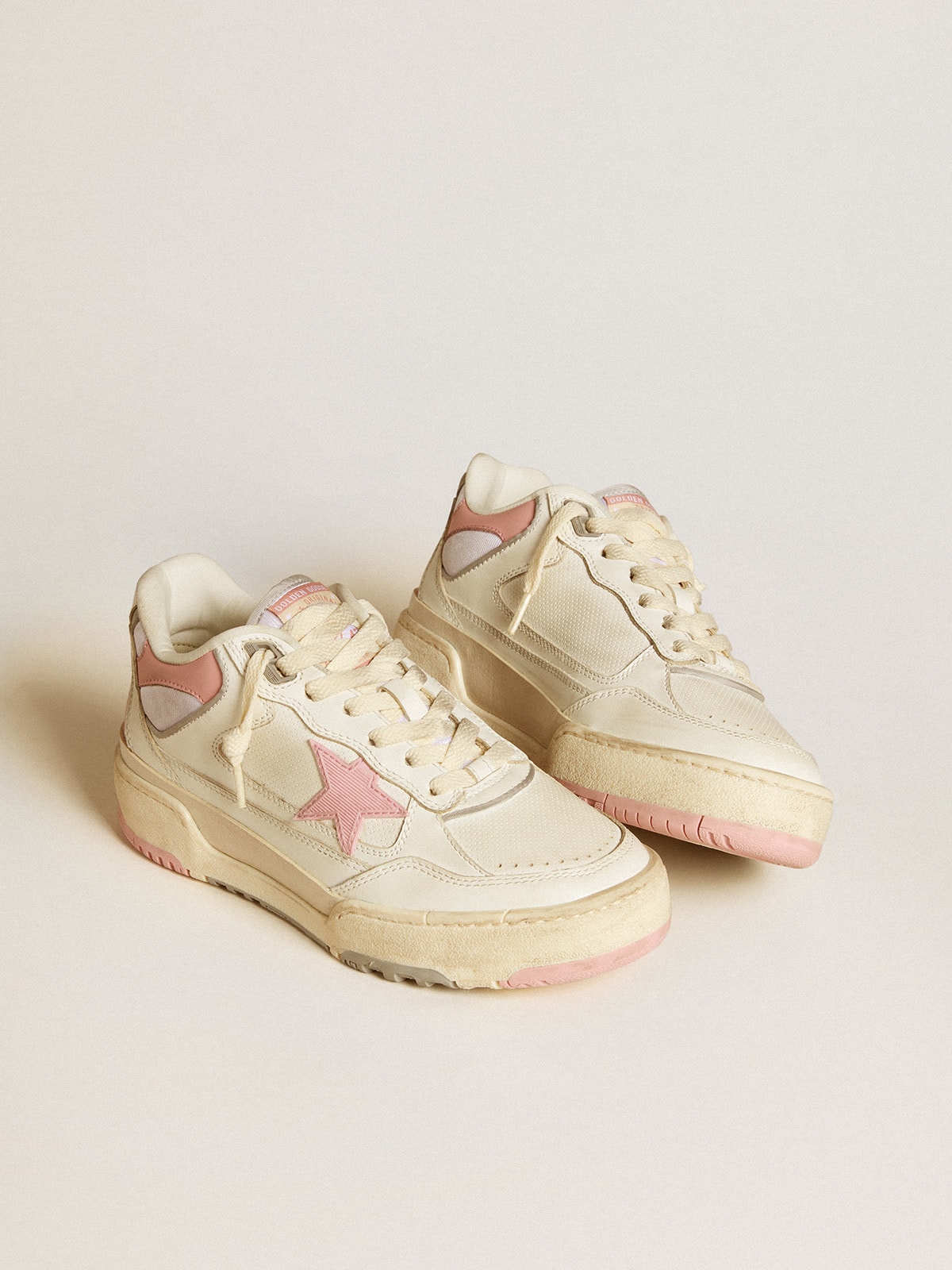 Men's Forty2 with pink star and white leather heel tab