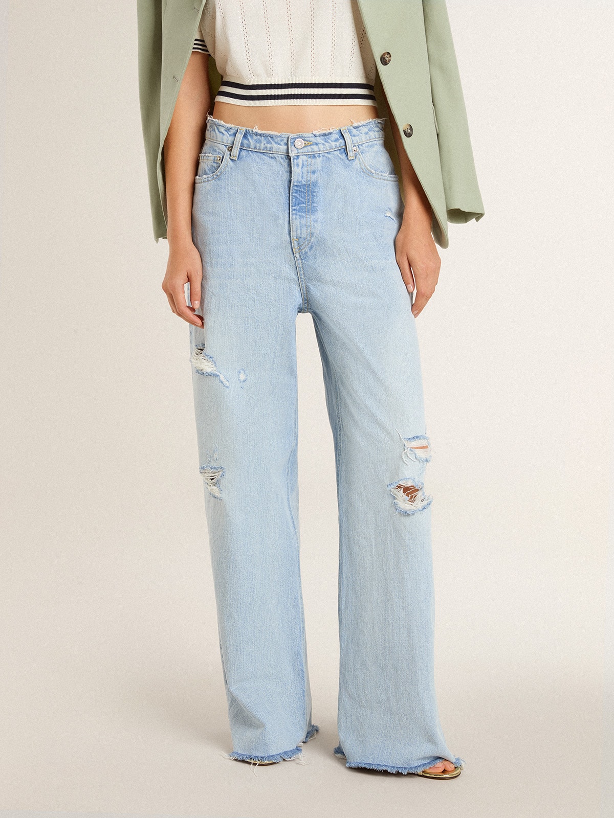 Women's pants in lived-in effect denim