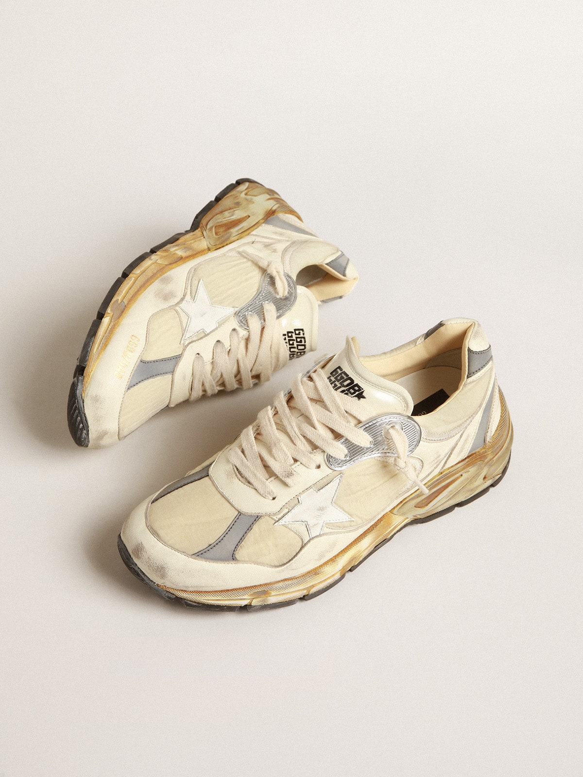 Men's Dad-Star in beige nappa and nylon with white leather star