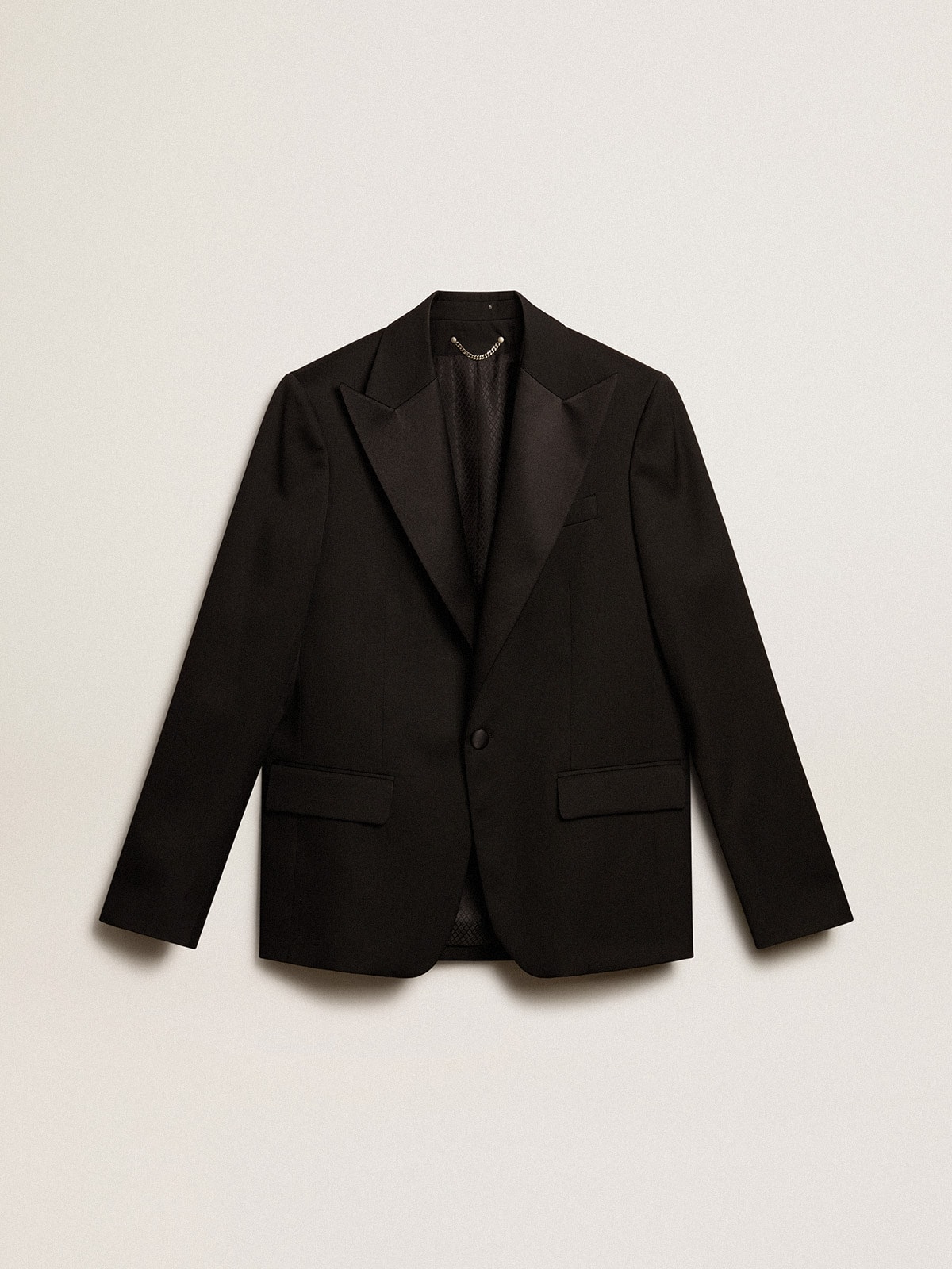 Men's tuxedo jacket in black wool gabardine