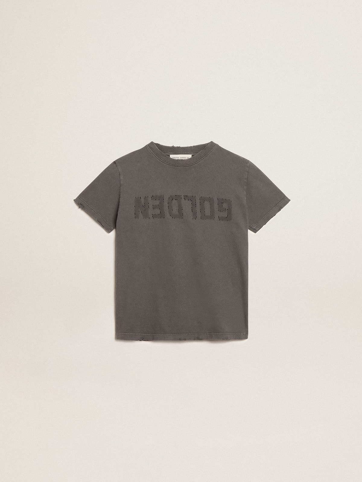 Boys' T-shirt in gray with distressed treatment