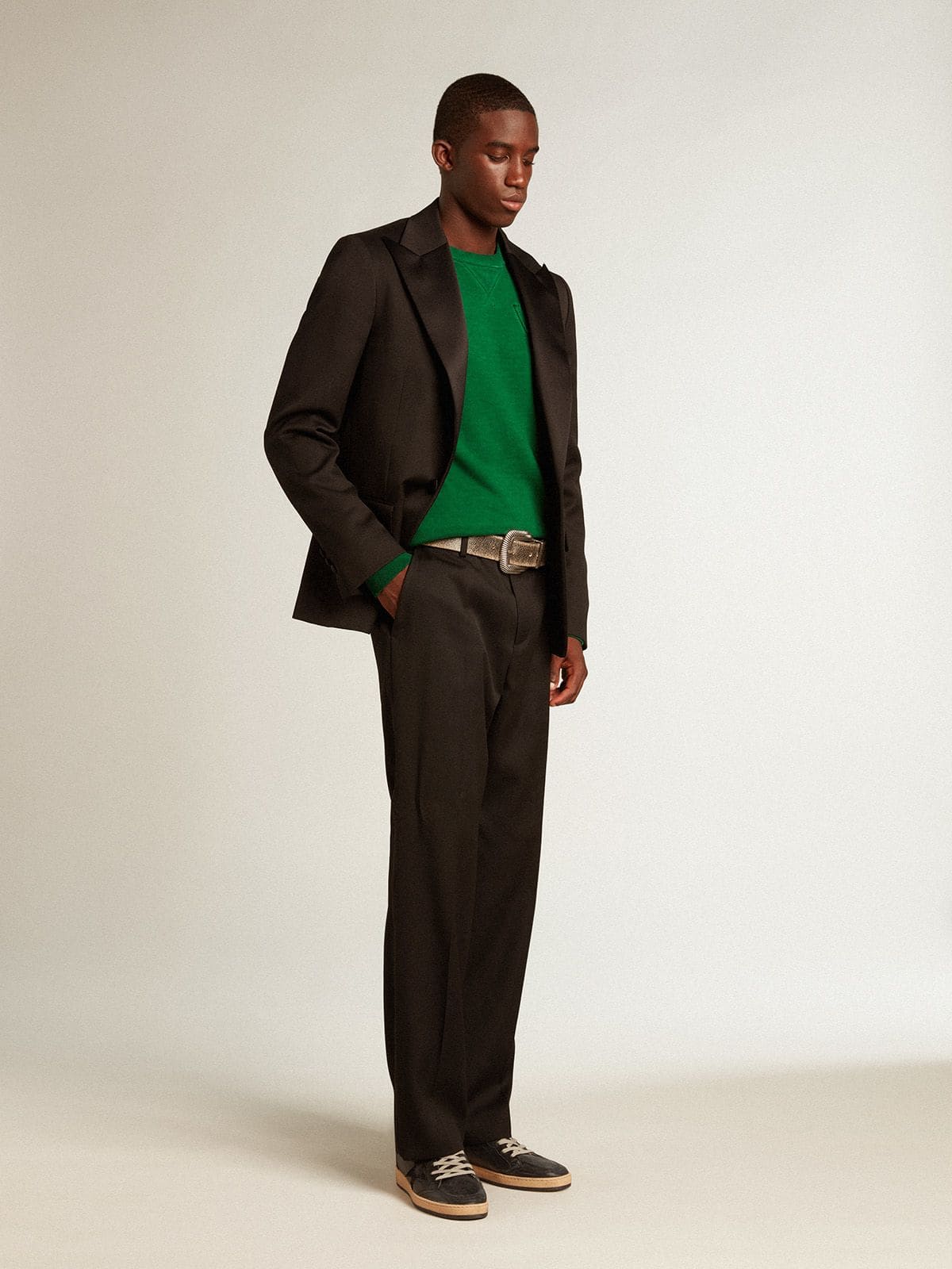 Men's Ball Star in black nappa with suede star and nappa heel tab