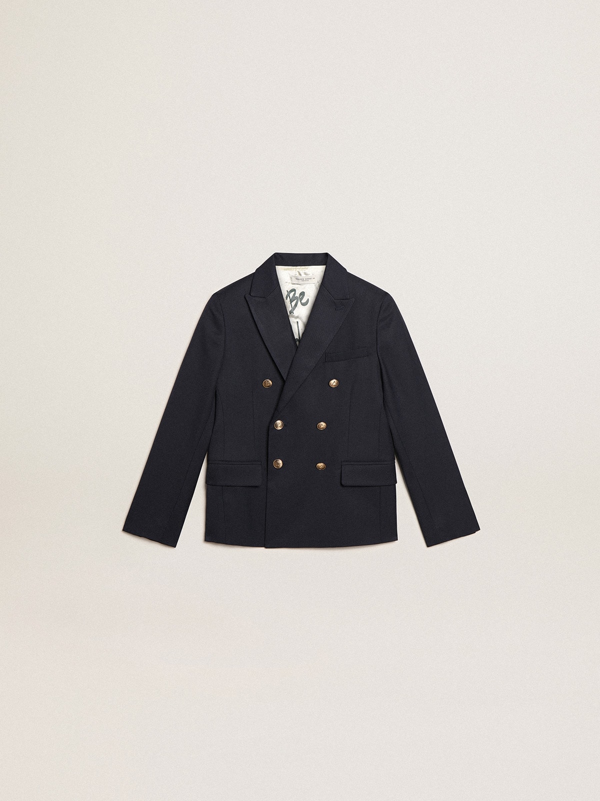 Boys' dark blue double-breasted buttoned blazer