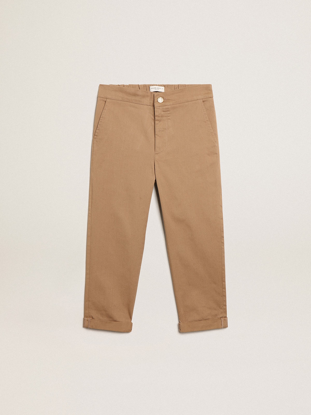 Boys' chinos in caramel cotton