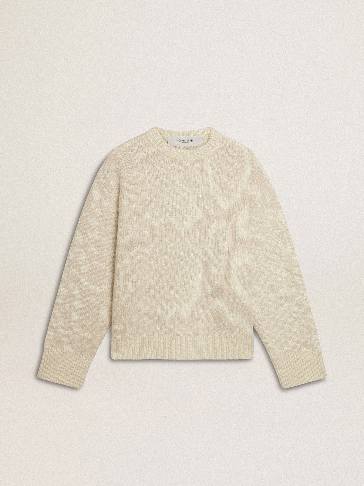 Women's beige CNY sweater with patterns