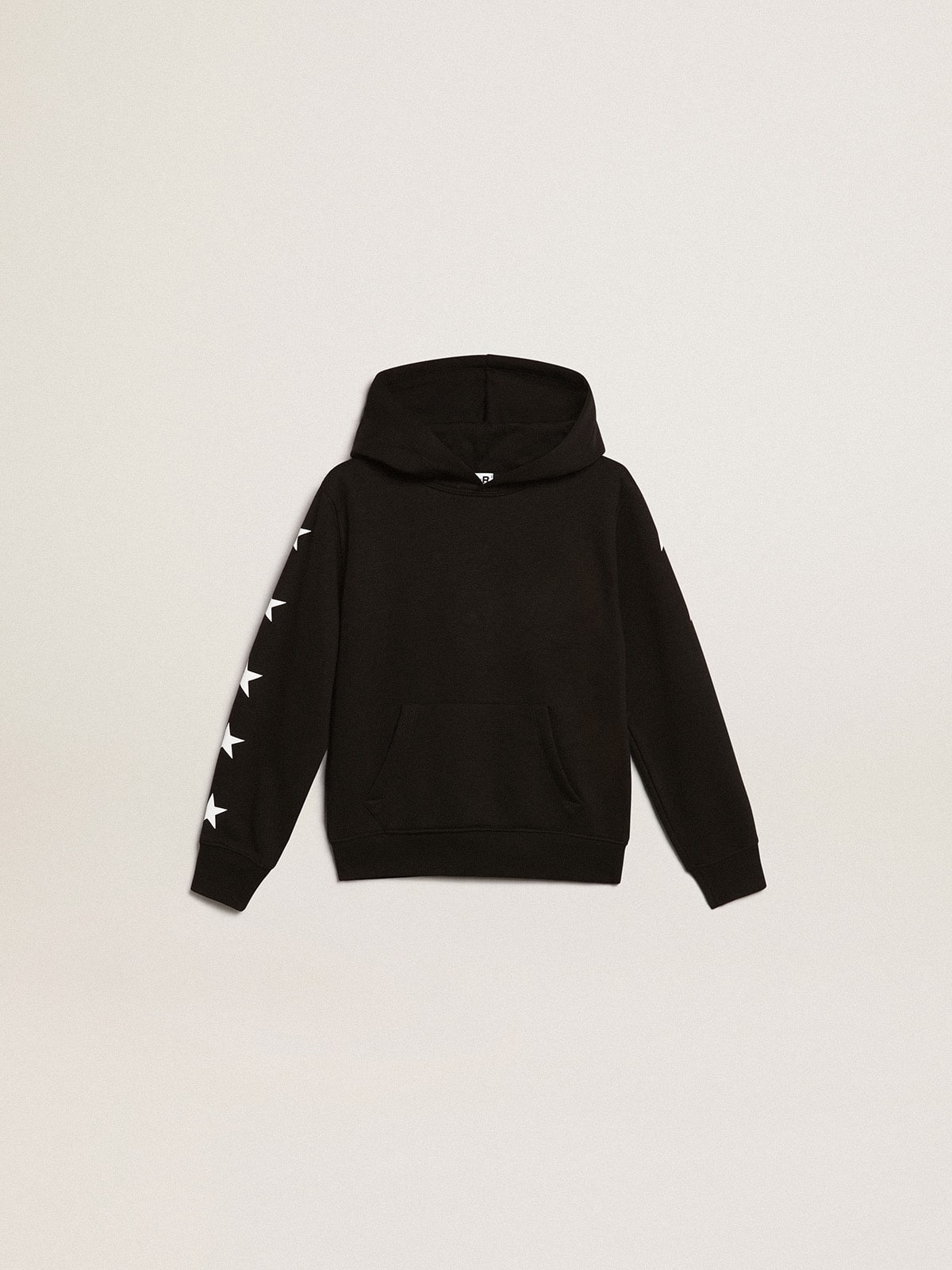 Boys' hooded sweatshirt in black with contrasting white stars