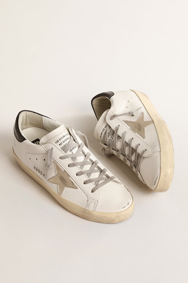 Women's Super-Star with silver leather star and black heel tab
