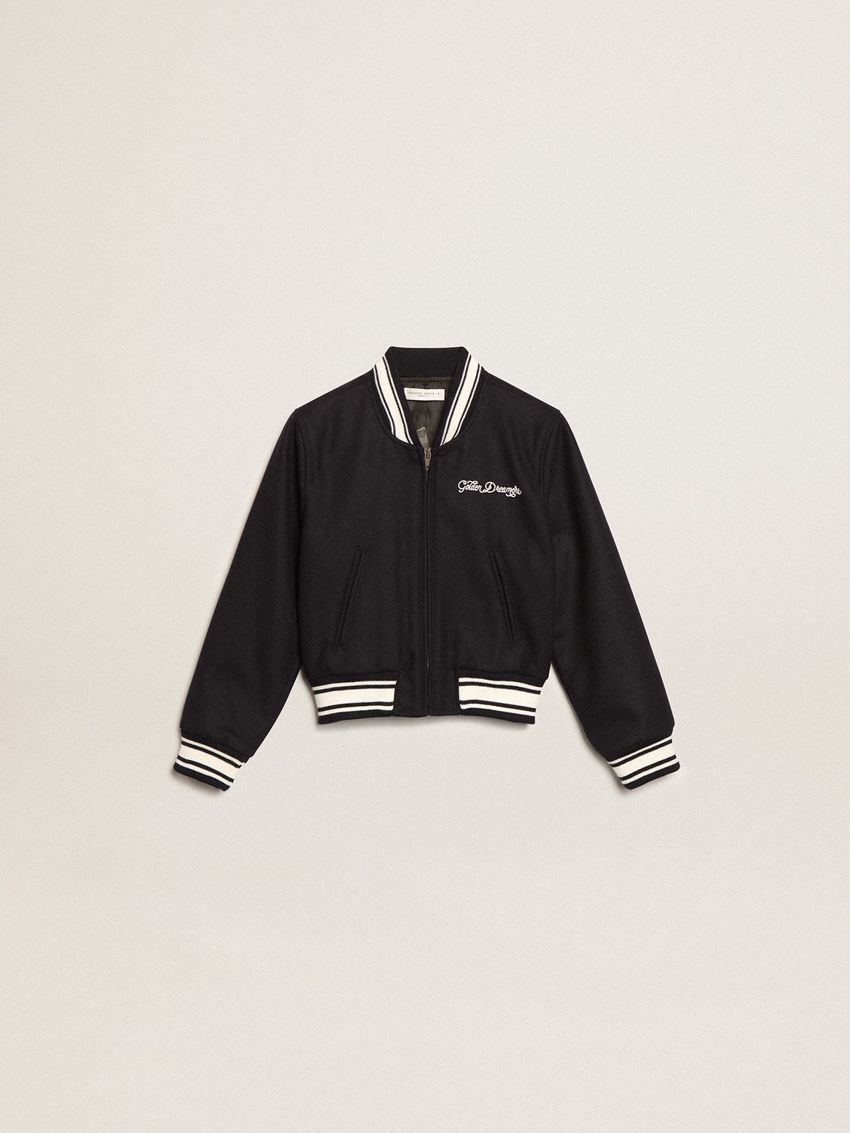 Boys' bomber jacket in dark blue wool