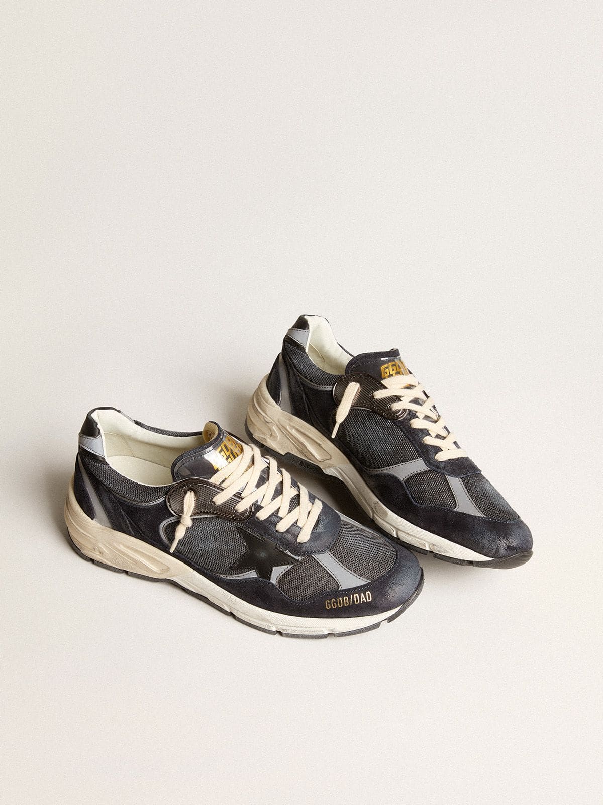 Men's Dad-Star in dark blue mesh and suede with black star