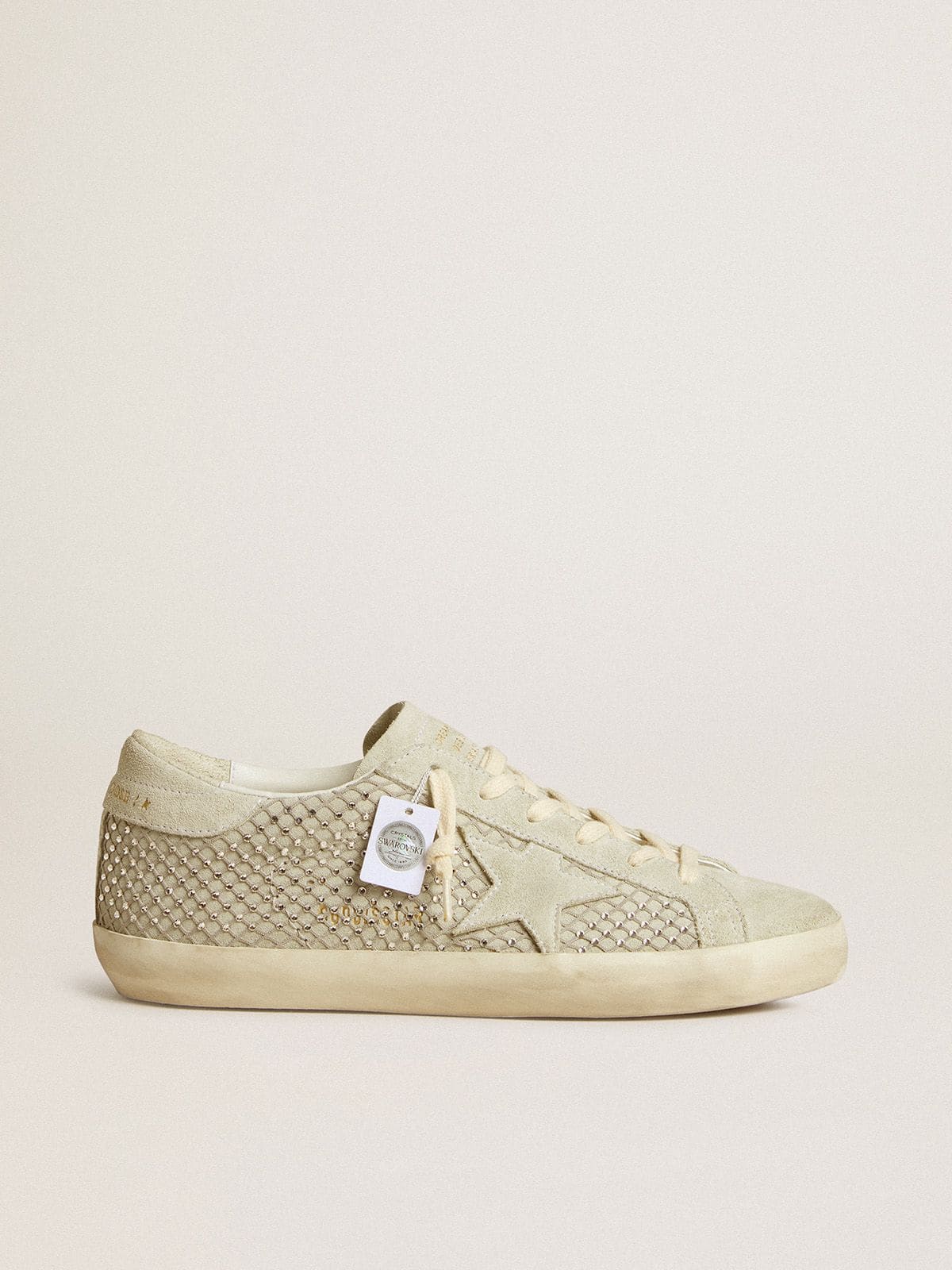 Women's Super-Star with gray suede star and Swarovski crystal mesh