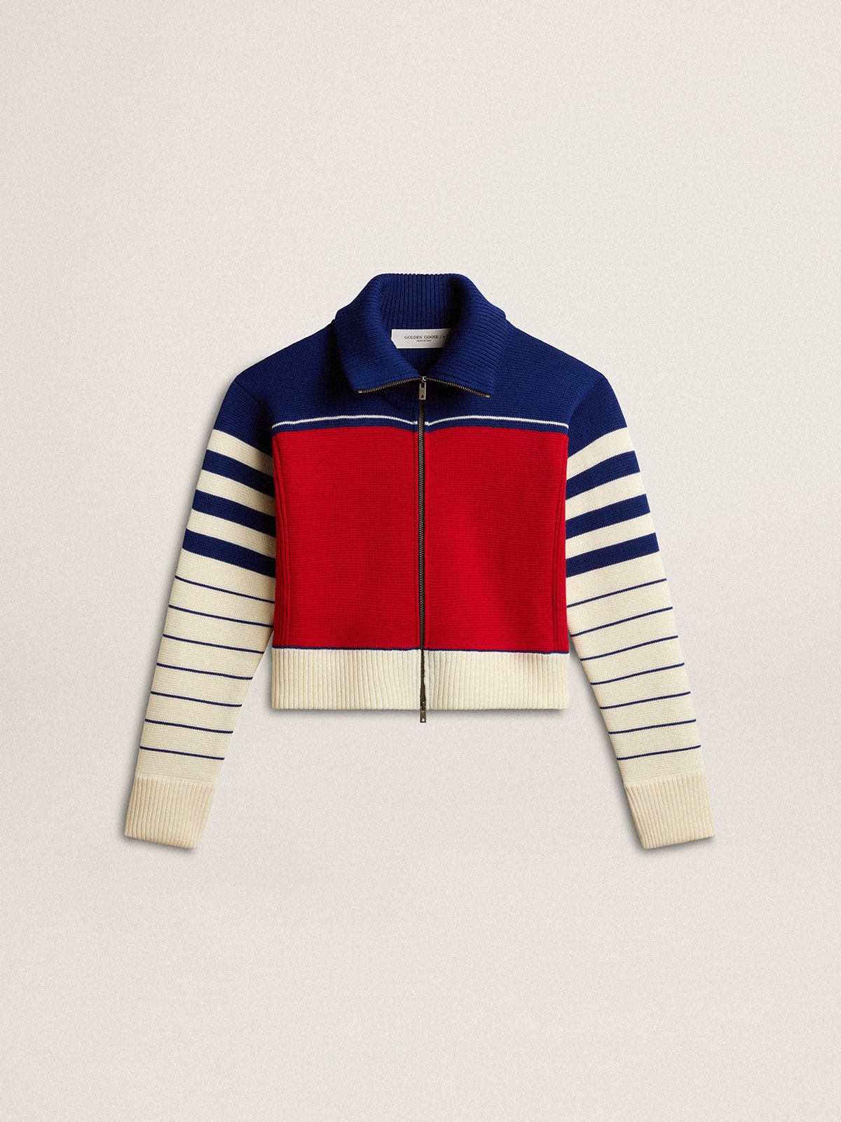 Women's multicolor striped wool cropped sweatshirt
