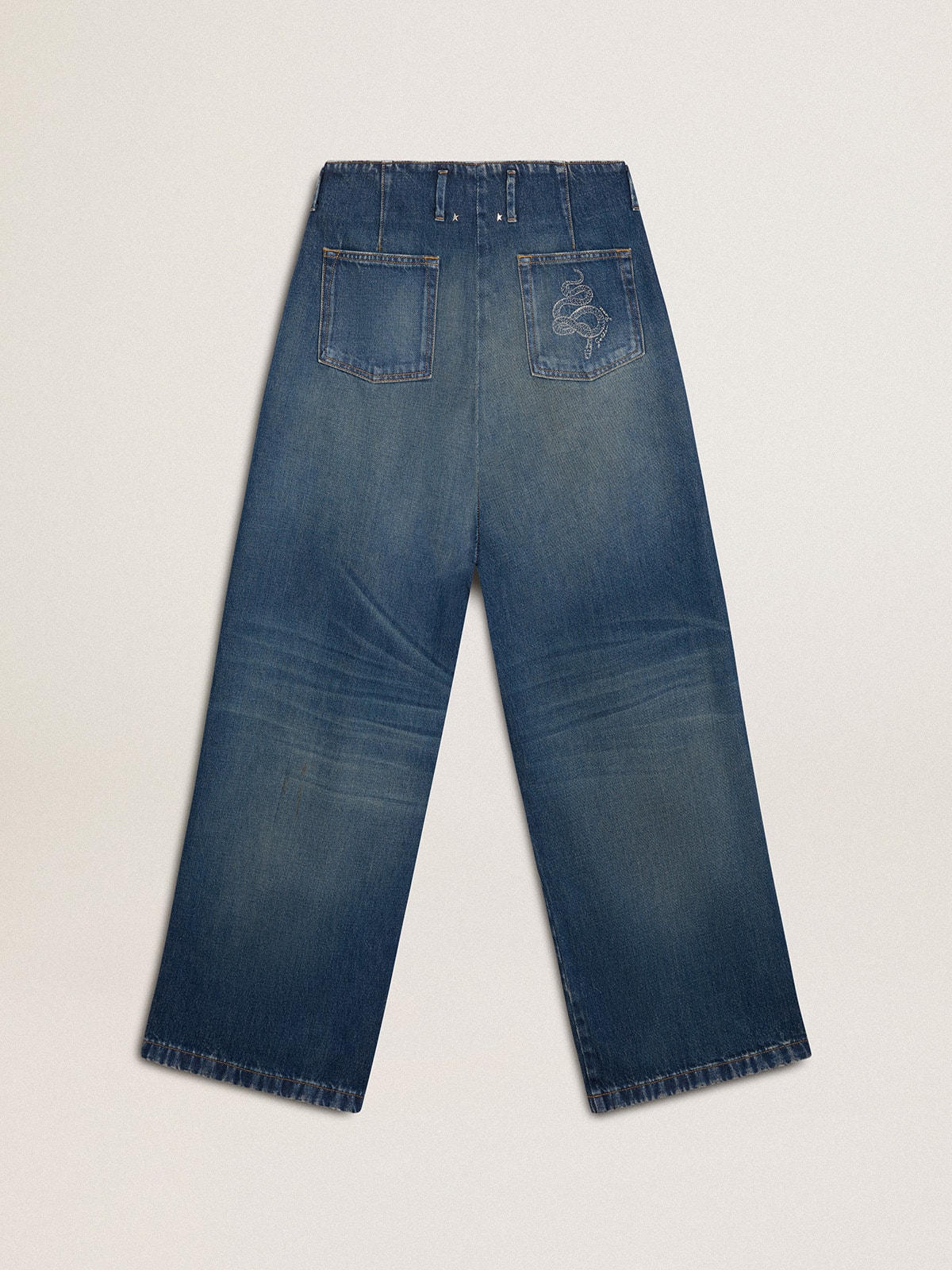 Women's wide-leg medium wash CNY jeans