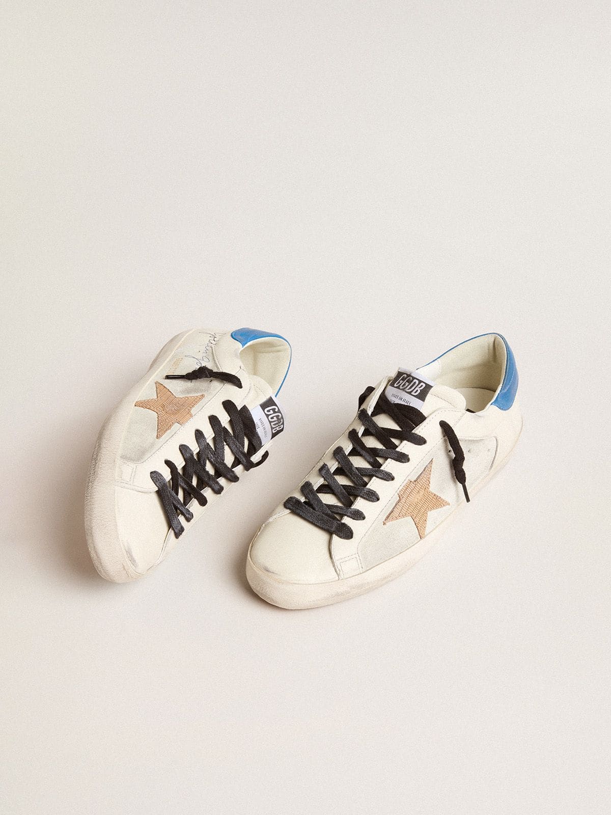 Men's Super-Star with suede inserts and lizard-print leather star