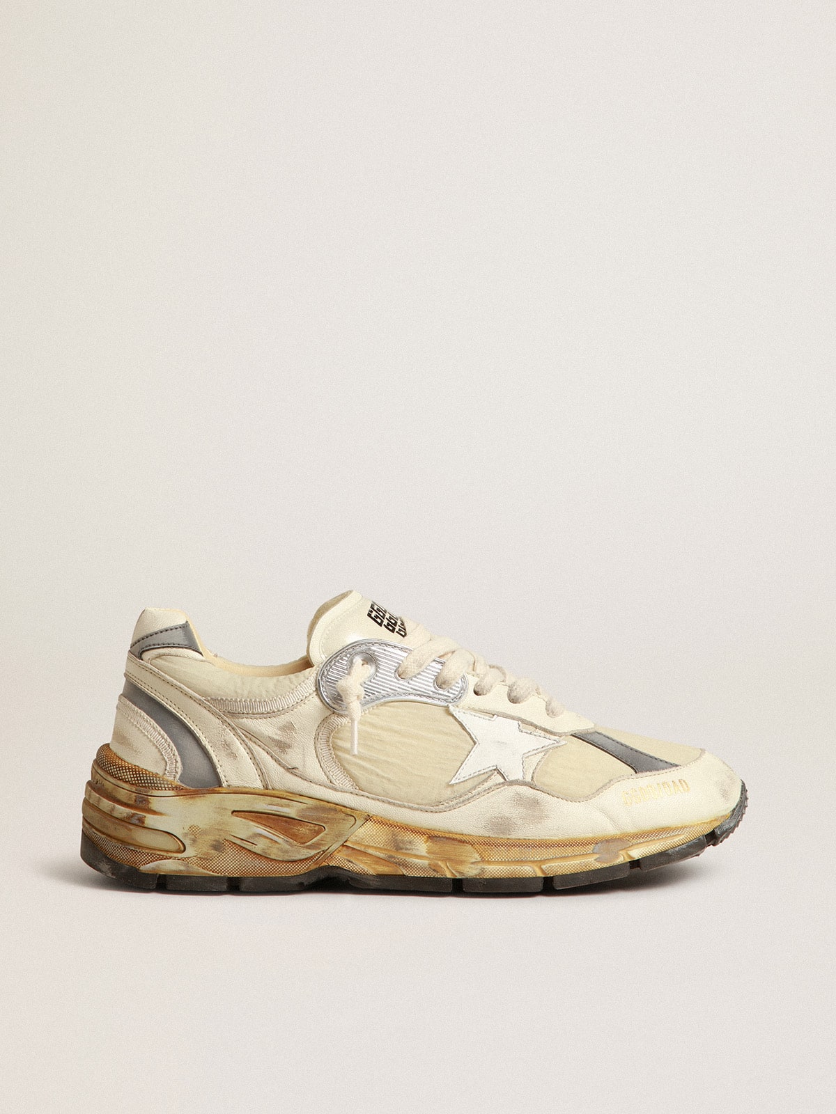 Men's Dad-Star in beige nappa and nylon with white leather star