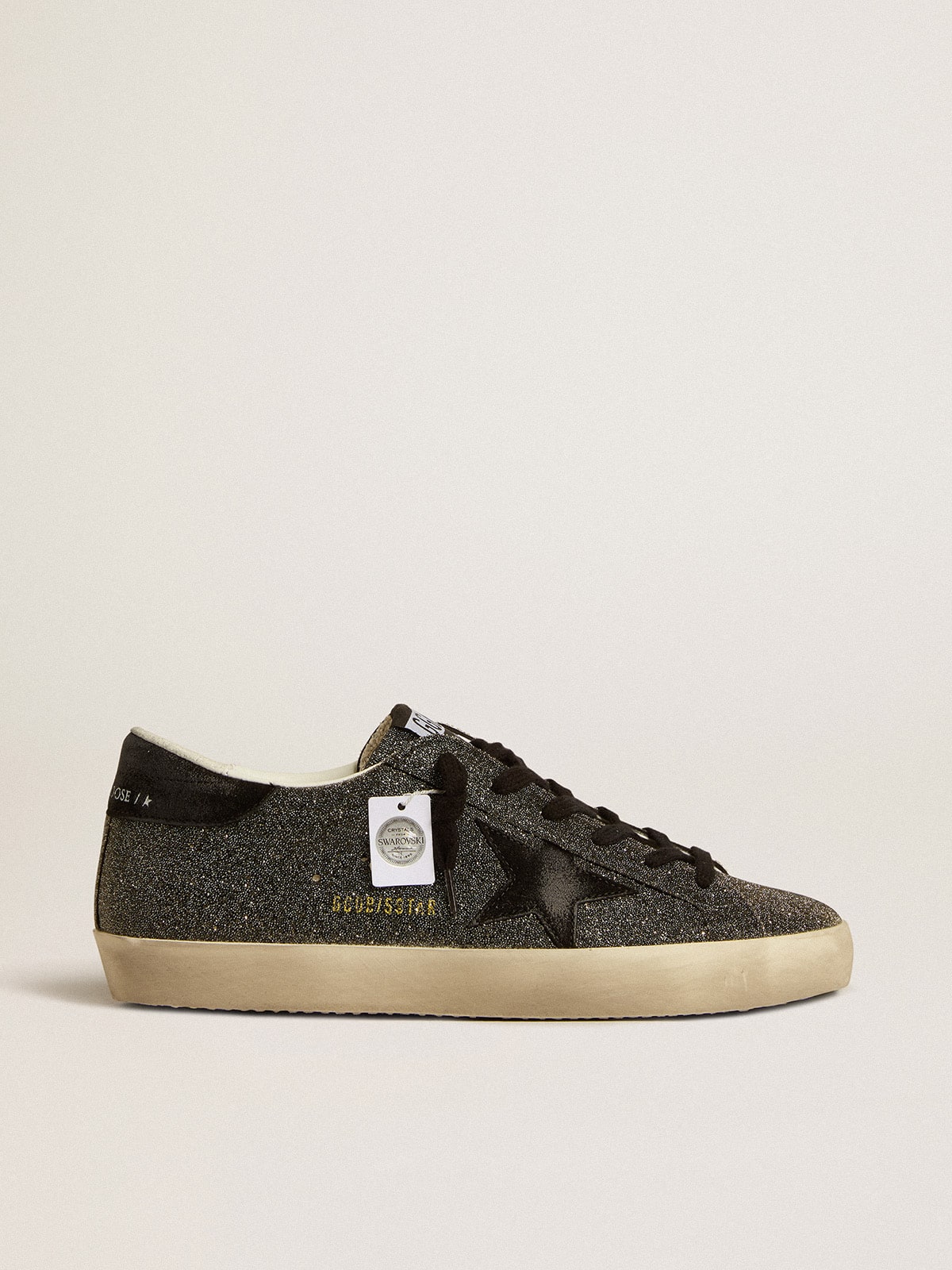 Women's Super-Star in black Swarovski crystals with black suede star