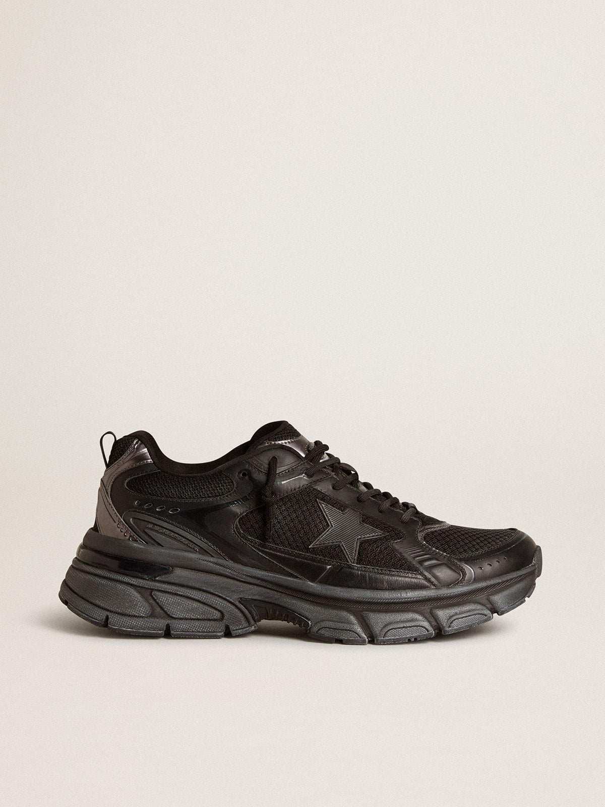 Men's Lightstar with black leather and mesh upper and black star