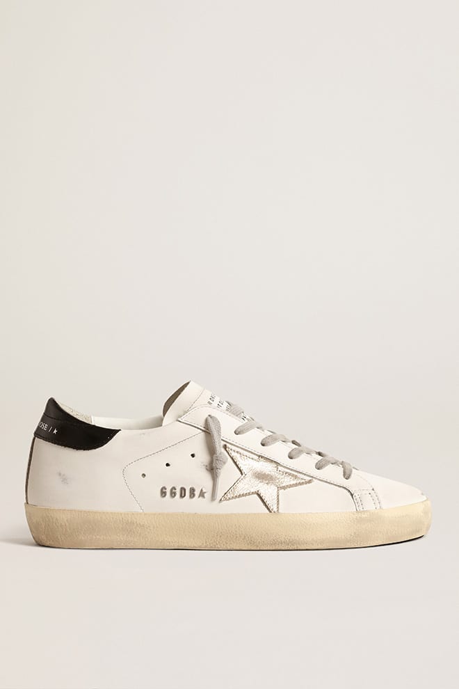Women's Super-Star with silver leather star and black heel tab