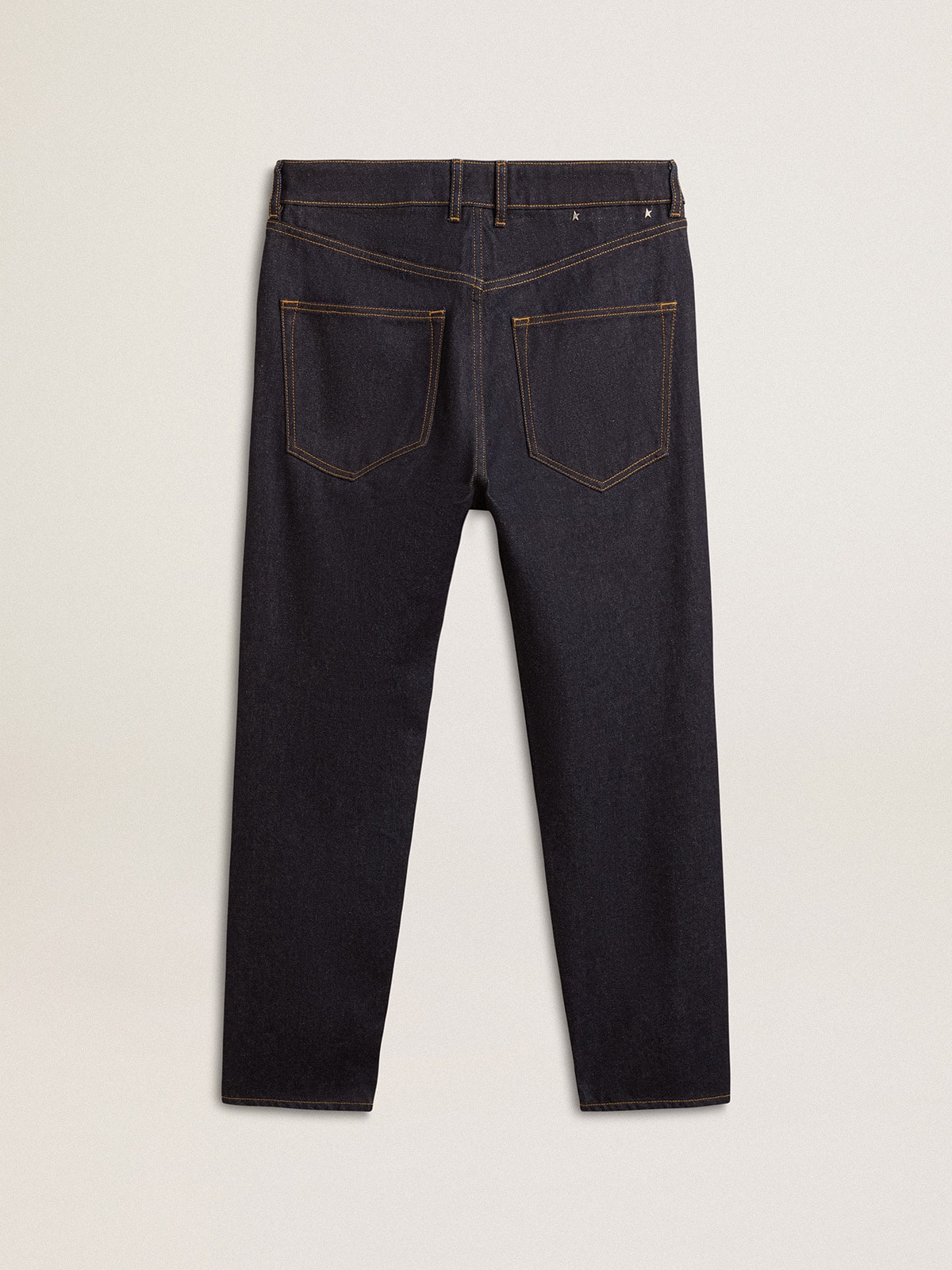 Men's dark blue jeans in one-wash denim