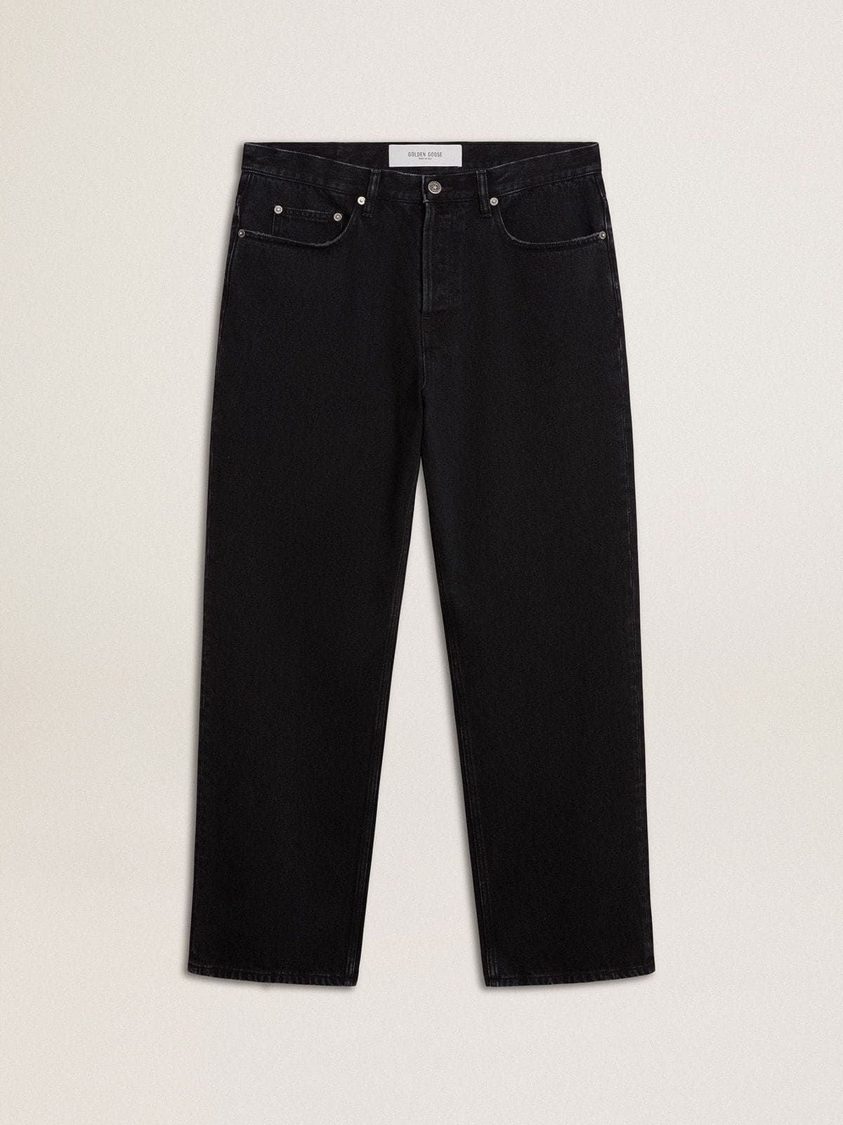 Men's black one-wash jeans