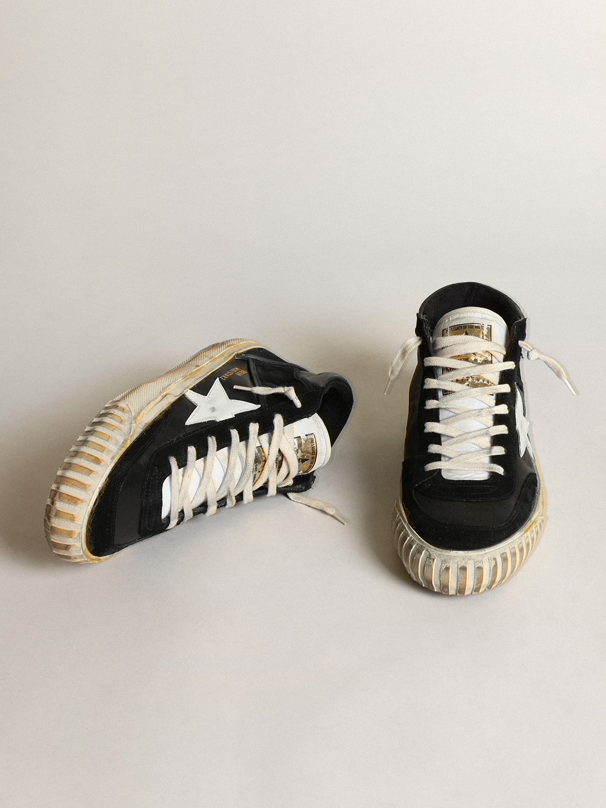 Men's Mid Star in black nappa and suede with white leather star