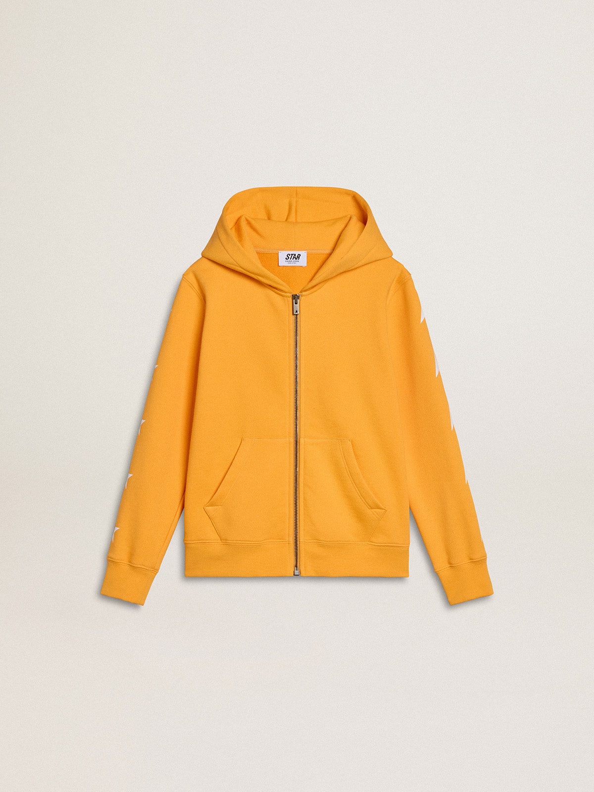 Boys' orange sweatshirt with zip fastening