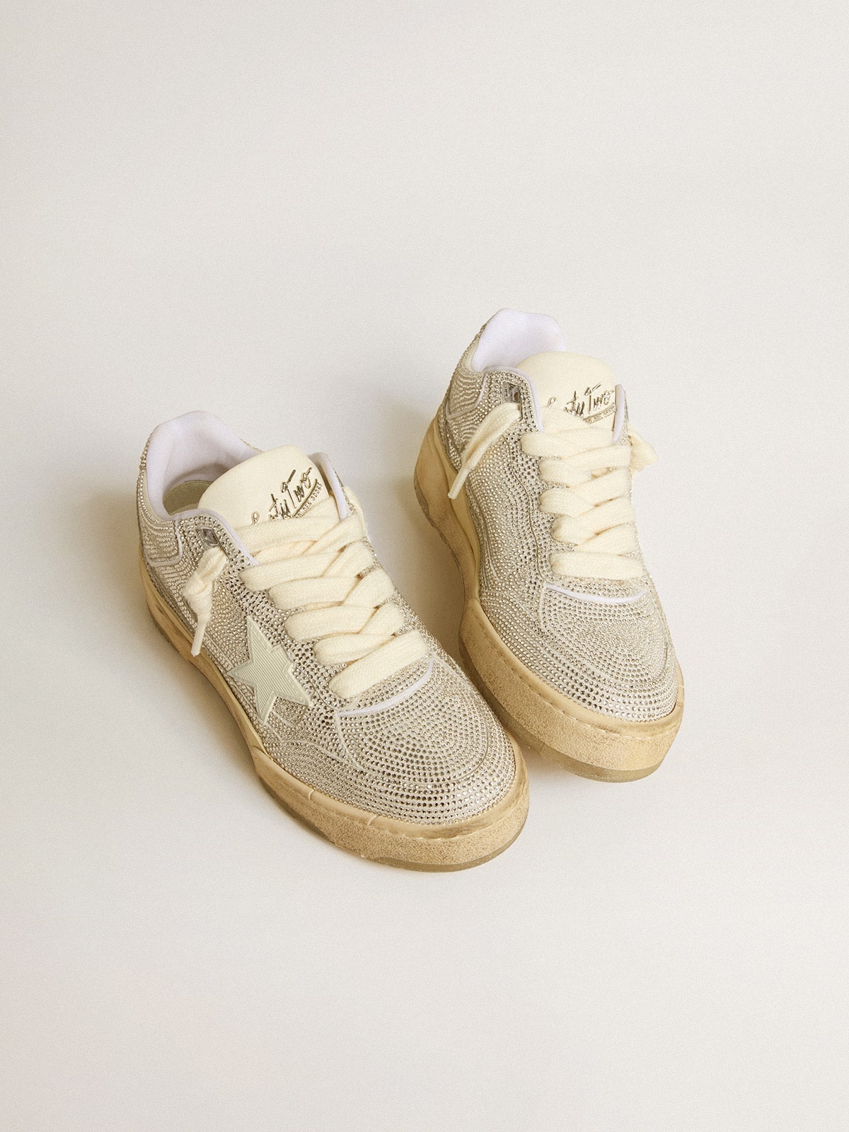 Women's Forty2 in white leather and Swarovski crystals with white star