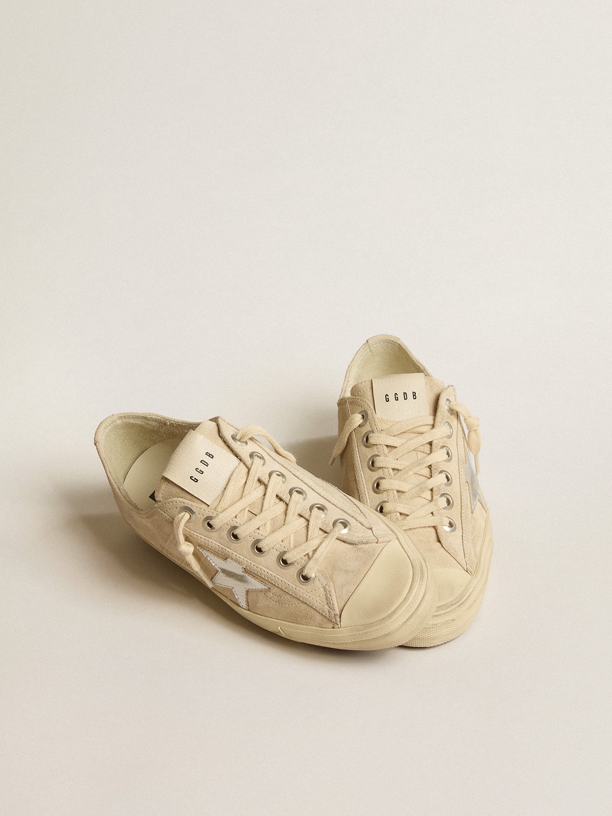Women's V-Star in pearl suede with silver metallic leather star