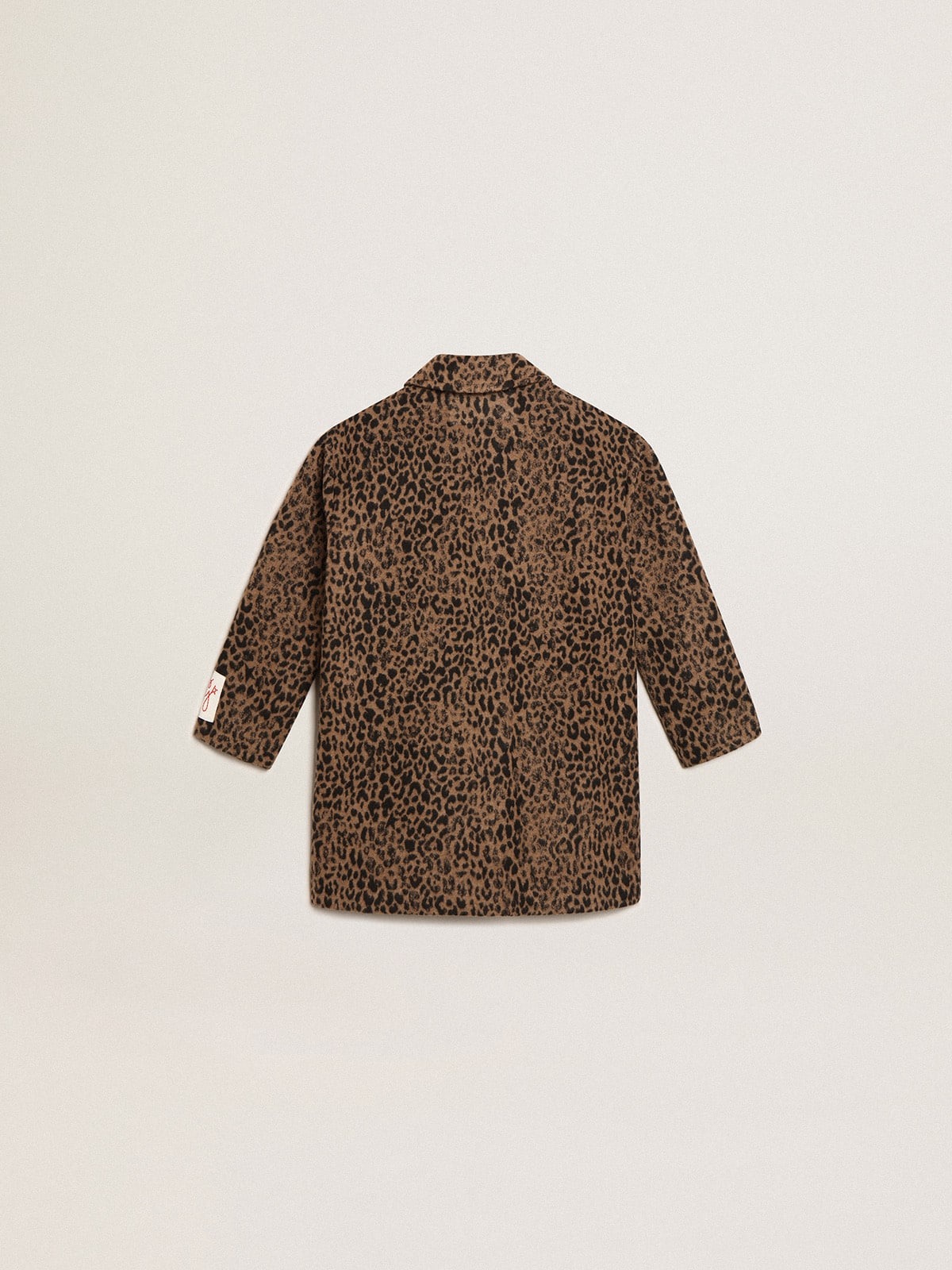 Girls' single-breasted coat in wool with jacquard animal print