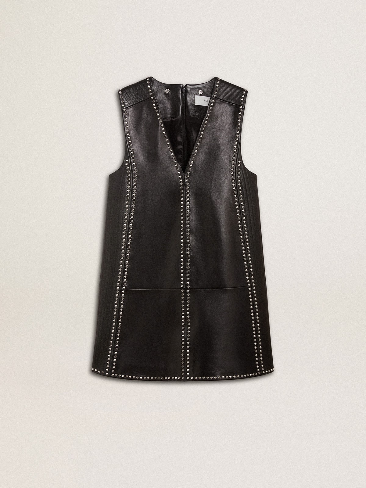 Women's black nappa leather dress with studs