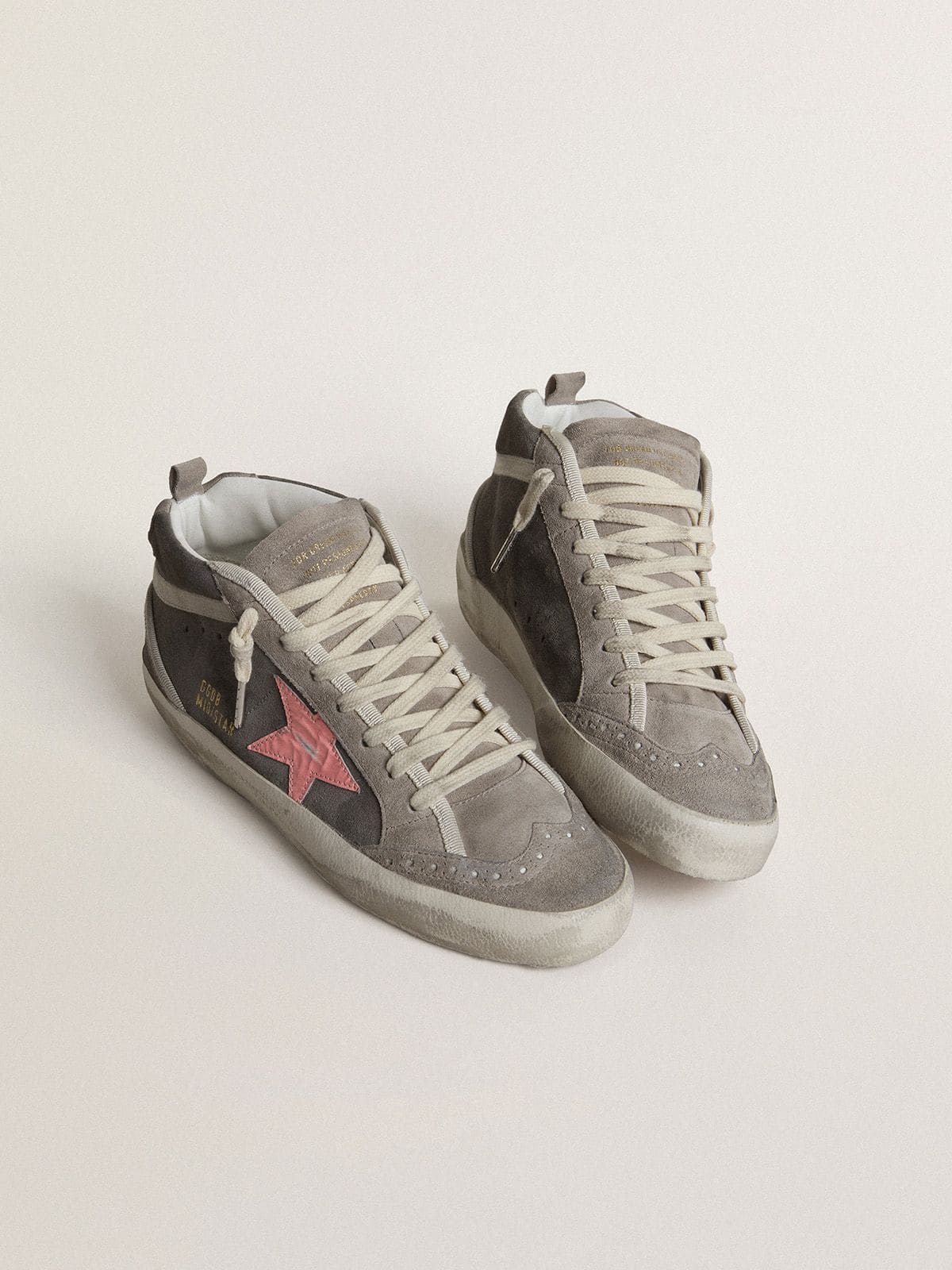 Women's Mid Star in gray suede with pink laminated leather star