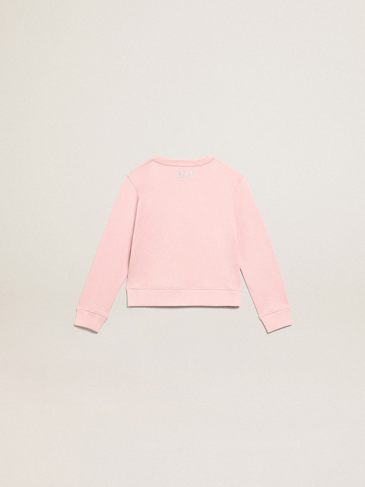 Pink sweatshirt with maxi star in silver glitter on the front