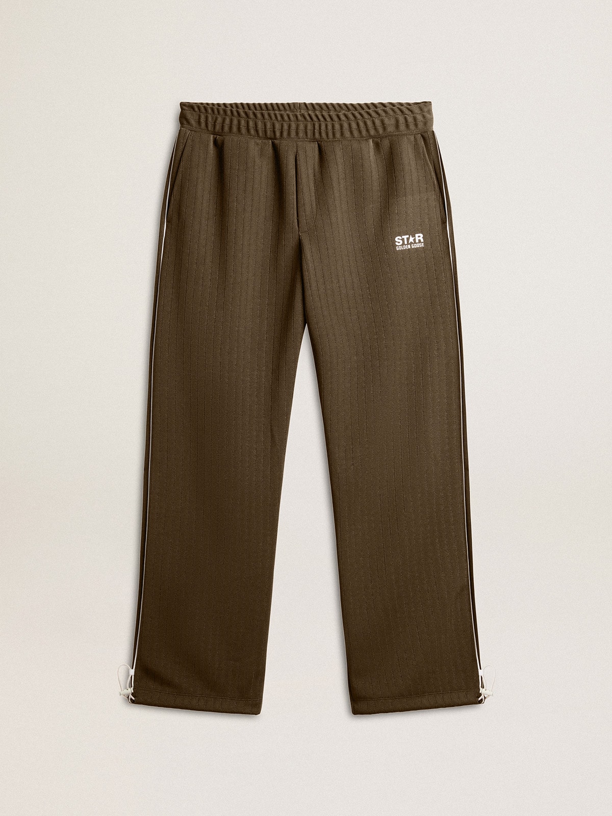 Men's military green joggers with white logo
